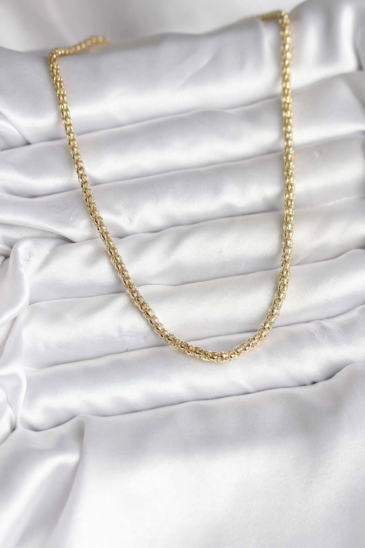 14K Gold Renk Kaplama Boru Zincir Model CM Kadın Kolye-1