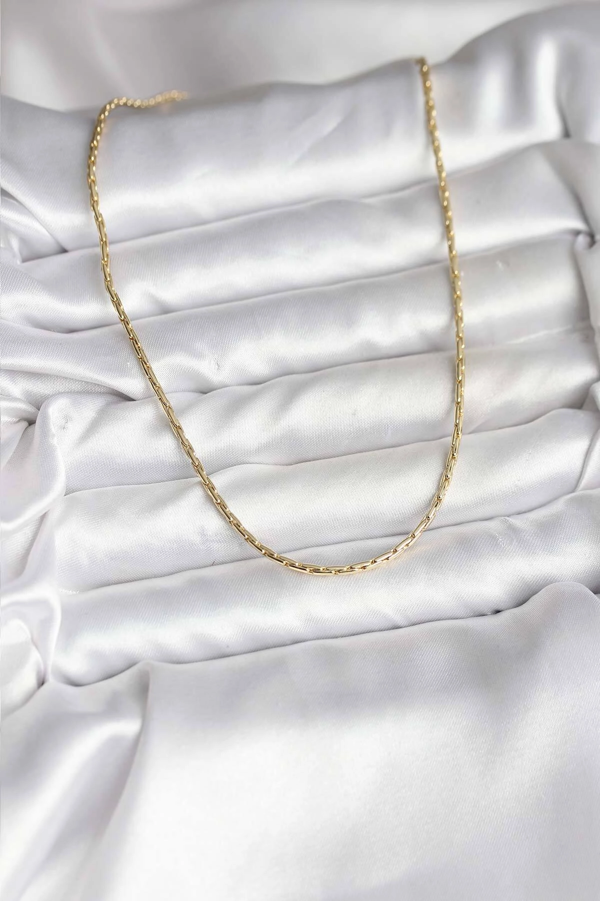 14K Gold Renk Kaplama İnce Zincir Model CM Kadın Kolye-1