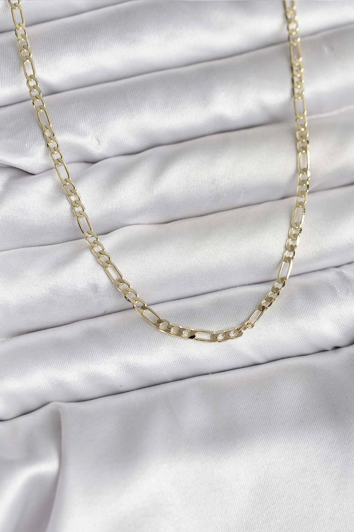 14K Gold Renk Kaplama Kuşgözü Zincir Model Pirinç CM Kadın Kolye-1