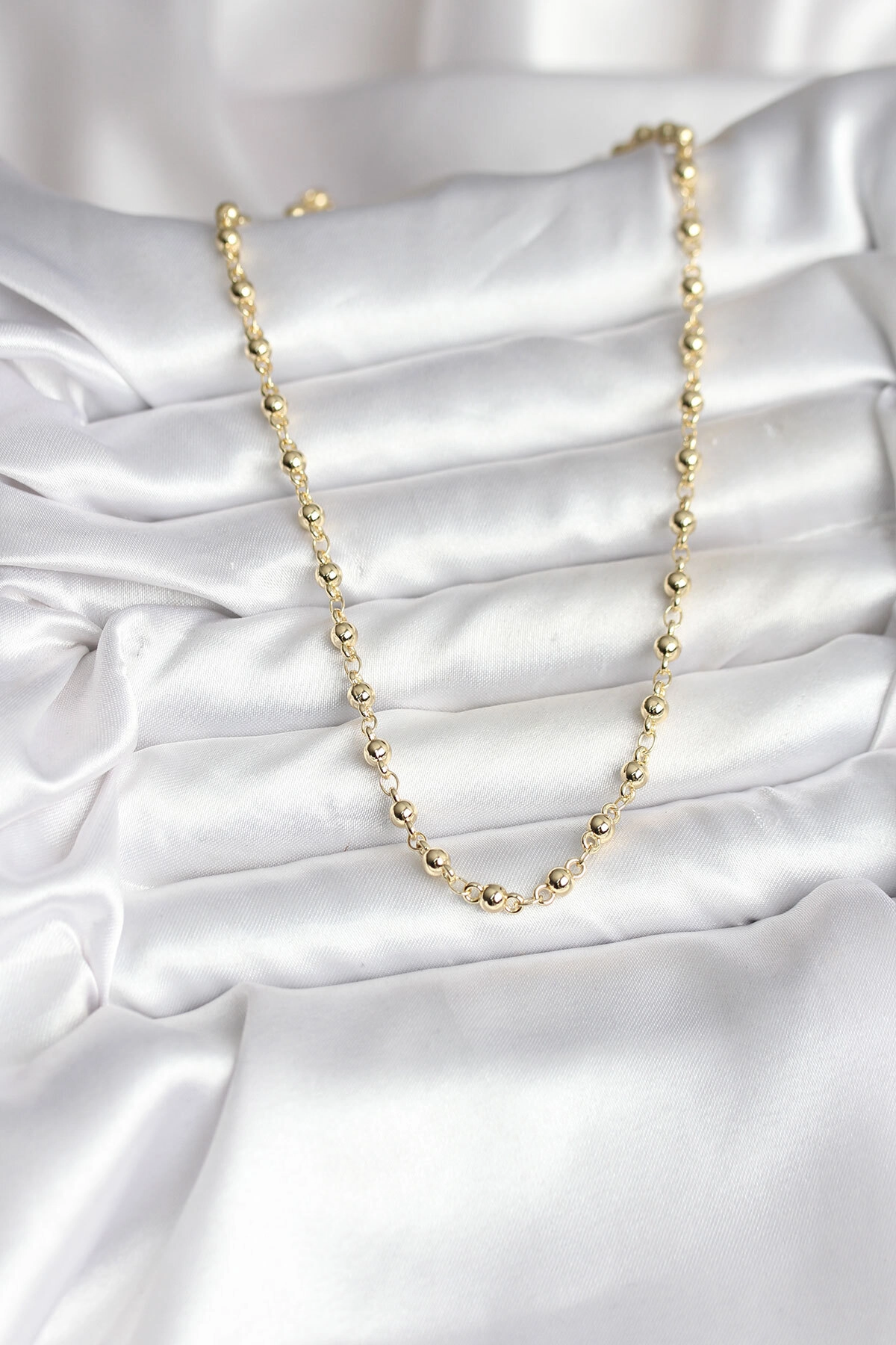 14K Gold Renk Kaplama Topçuklu Zincir Model CM Kadın Kolye-1