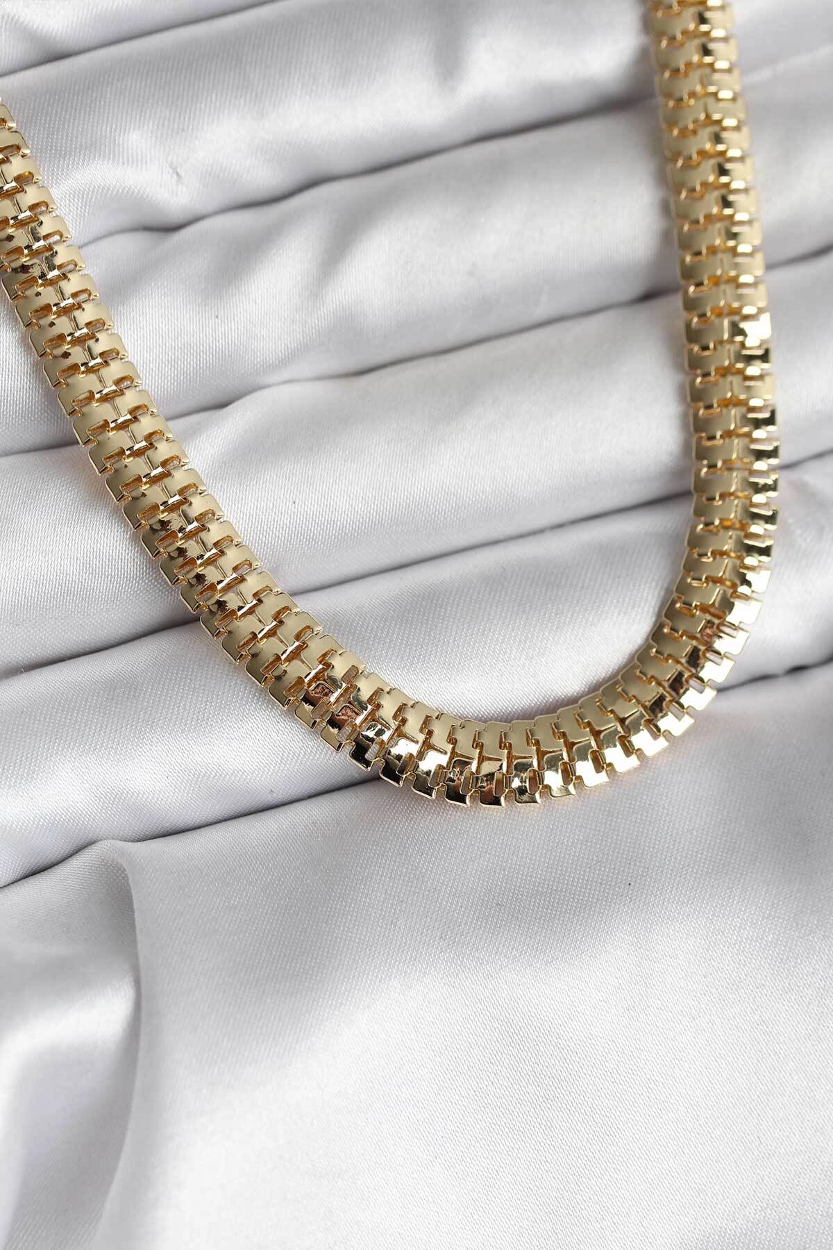 14K Gold Renk Kaplama Zincir Modelli CM Kadın Kolye-1