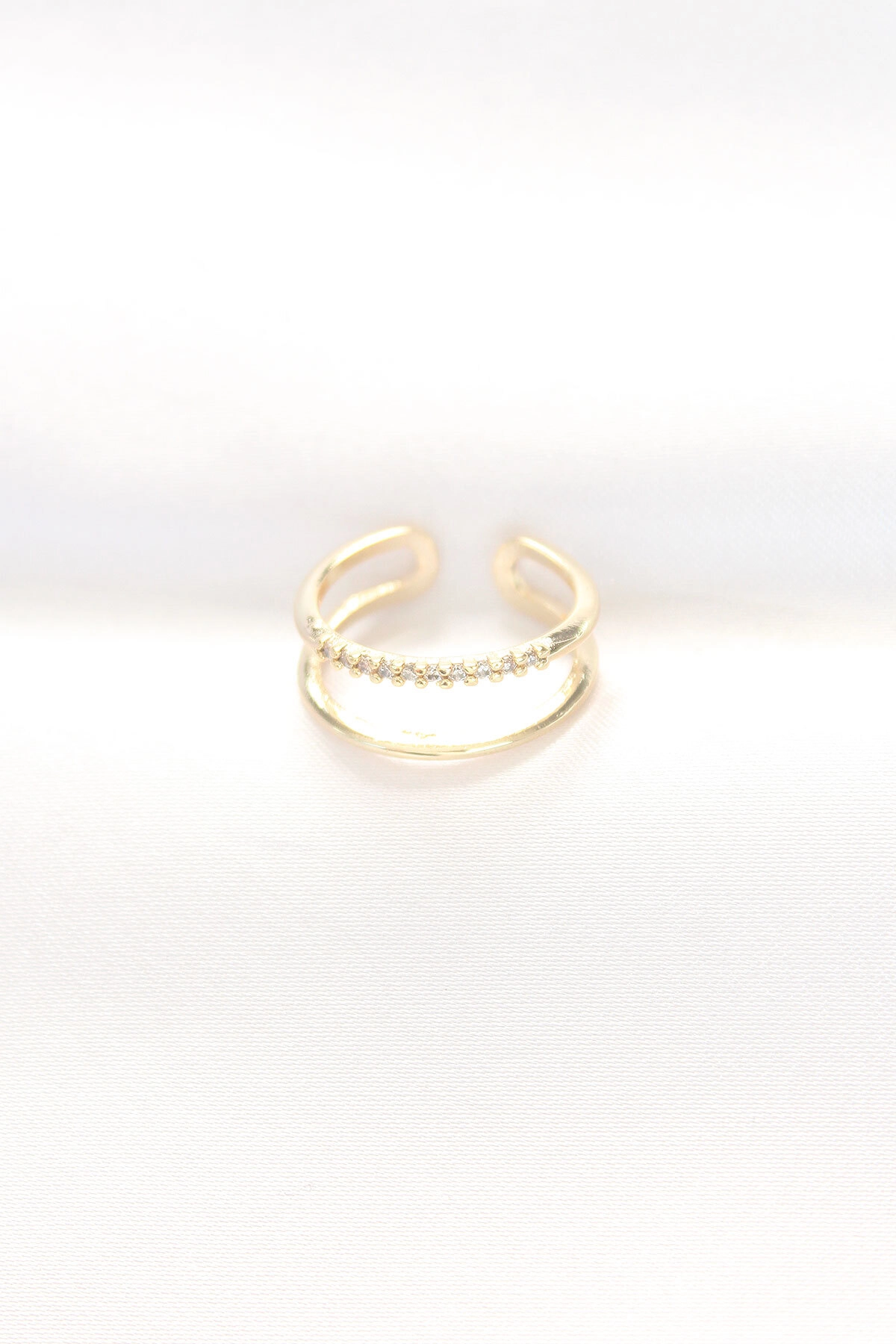 2li Görünümlü Su Yolu Tasarımlı Gold Renk Ayarlanabilir Yüzük-1