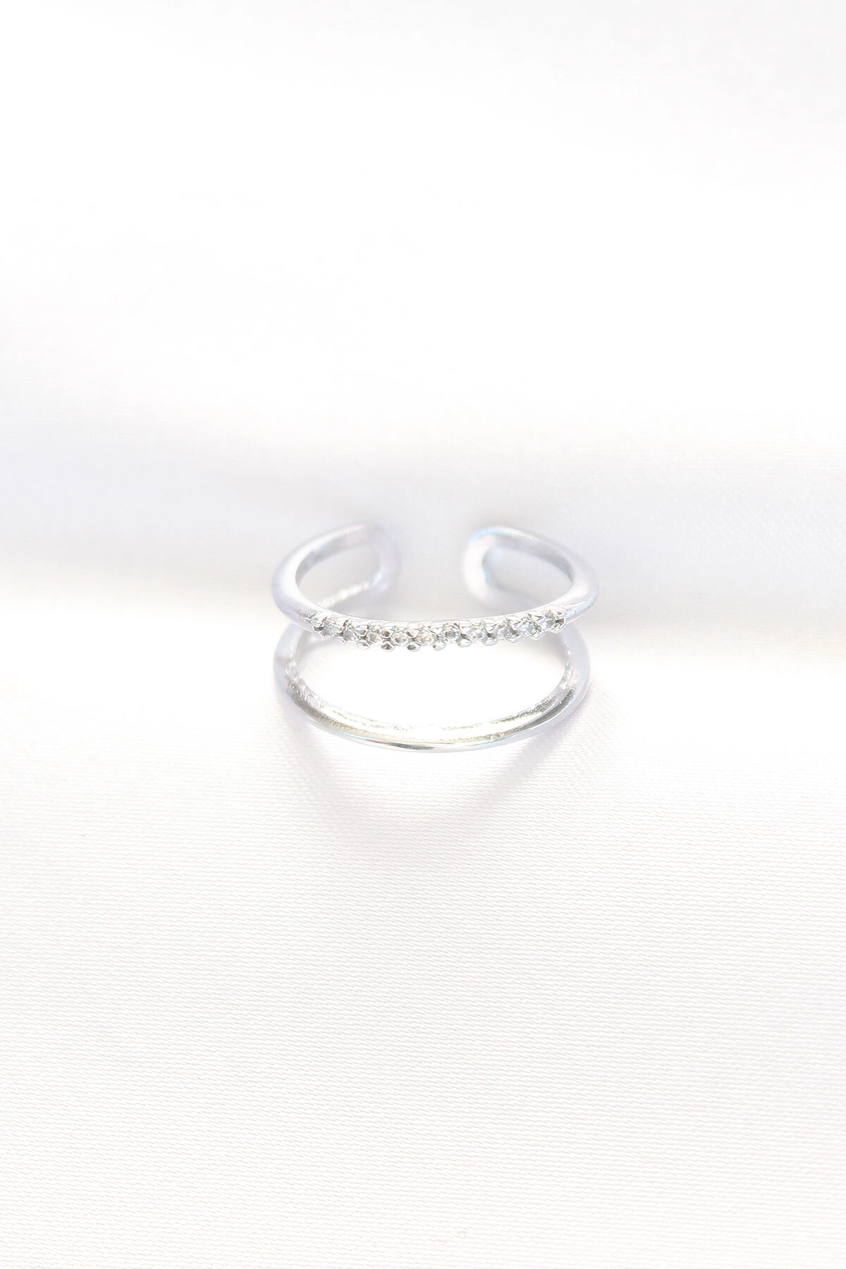 2li Görünümlü Su Yolu Tasarımlı Silver Renk Ayarlanabilir Yüzük-1