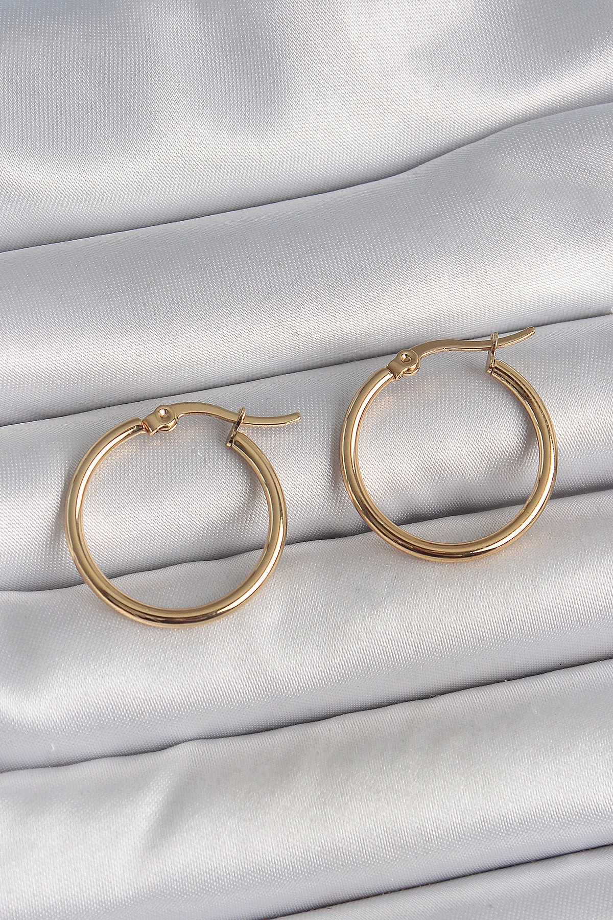 316 Çelik Gold Renk 22mm Kadın Halka Model Kadın Küpe-0