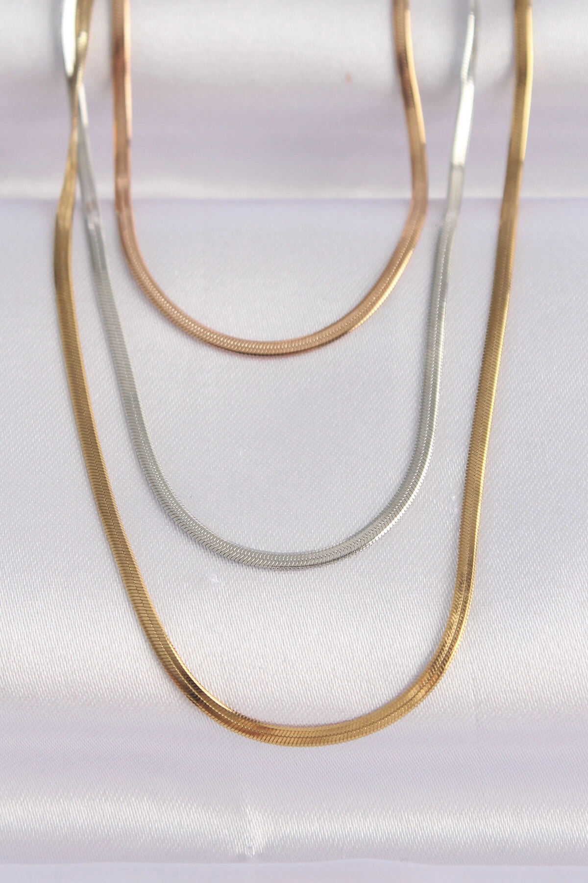 316L Çelik 3 Renkli İtalyan Zincir Çoklu Kolye-0