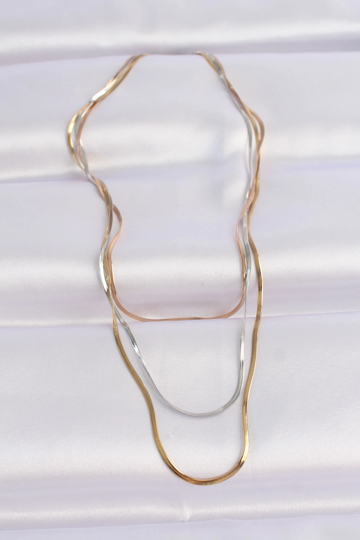 316L Çelik 3 Renkli İtalyan Zincir Çoklu Kolye-1