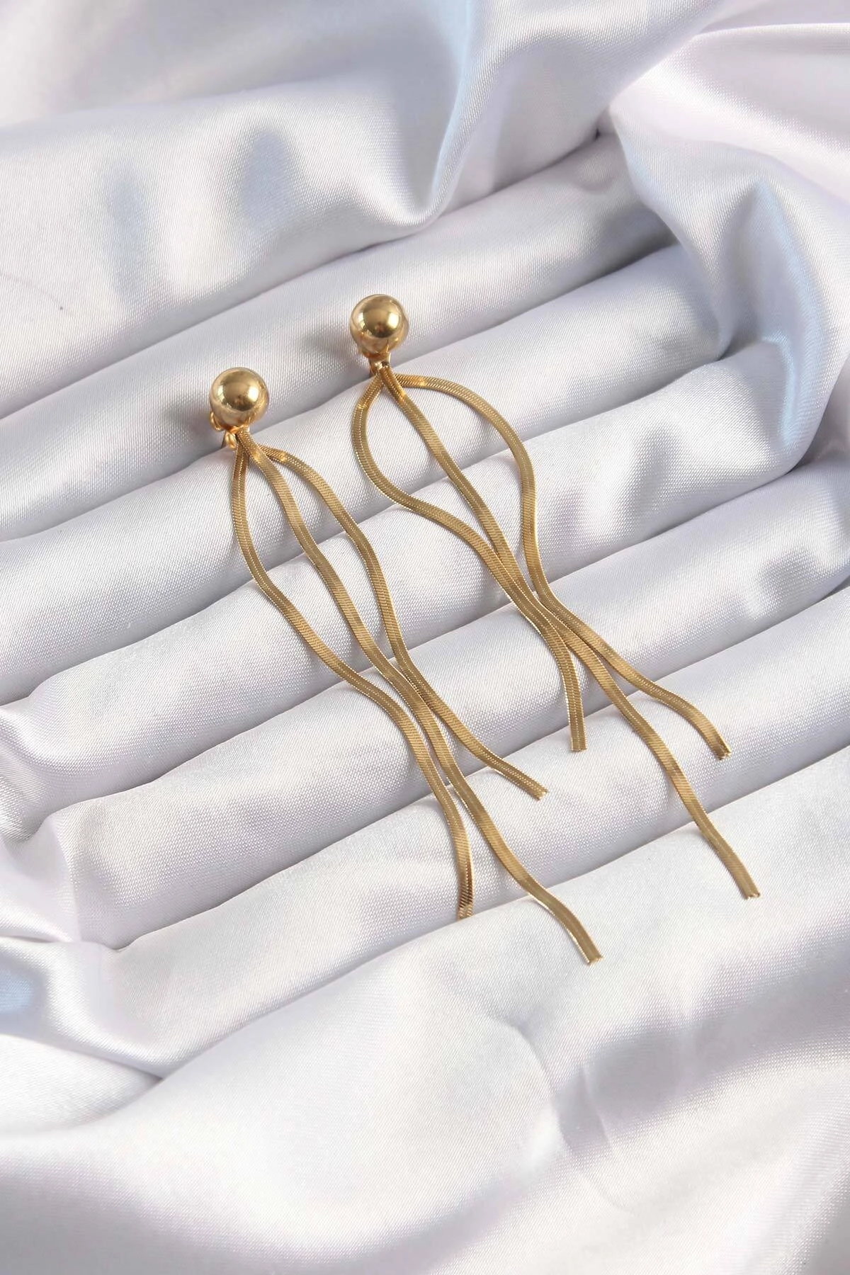 316L Çelik Altın Renk İtalyan Model Topçuk Küpe-1