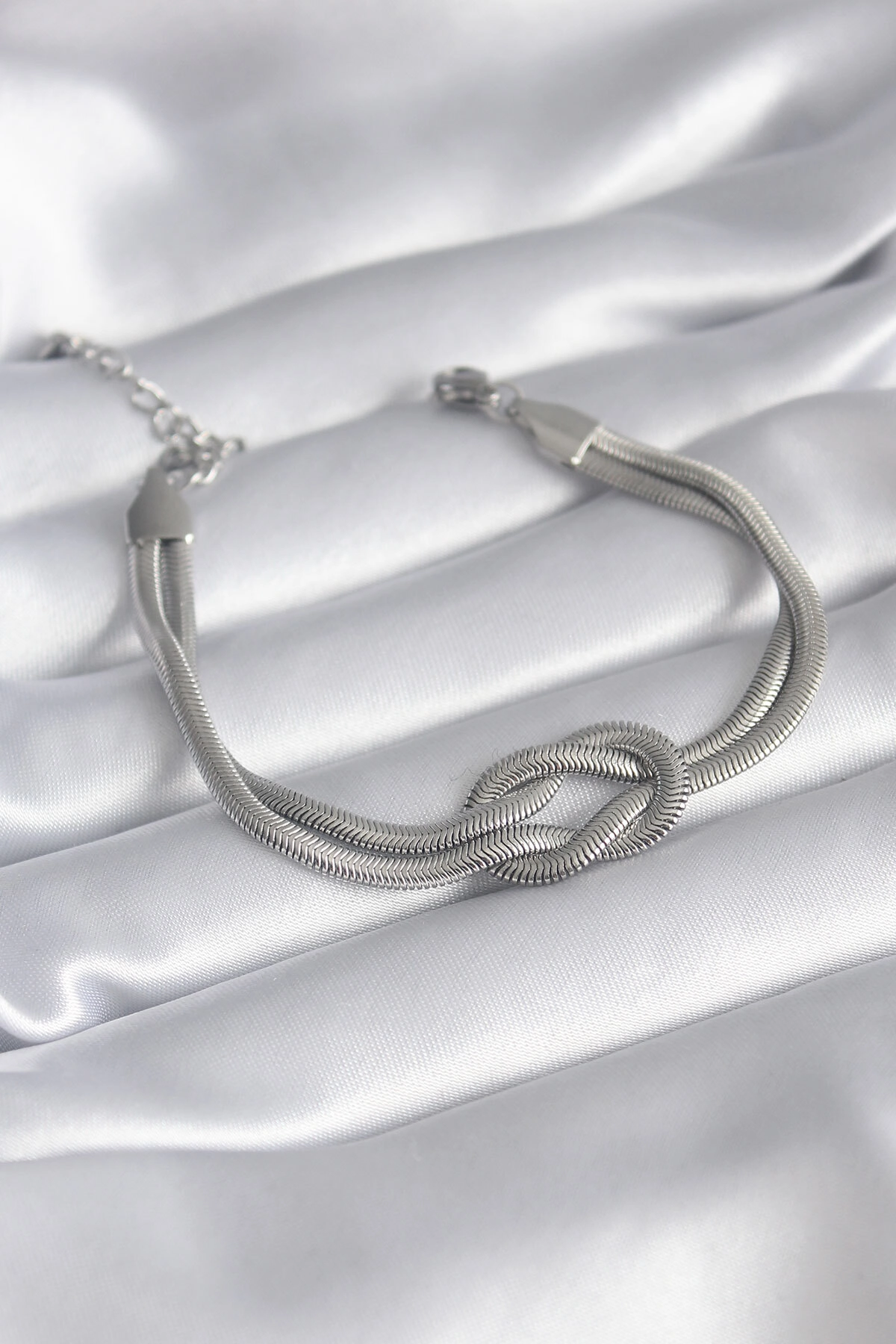 316L Çelik Çelik Gold Renk İtalyan Zincir Düğüm Model Kadın Bileklik-0