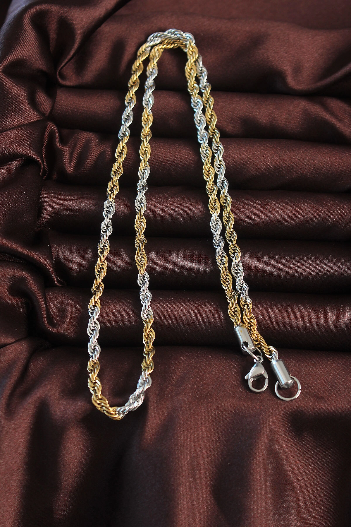 316L Çelik Çift Renk Burgu Tasarımlı Kolye-1