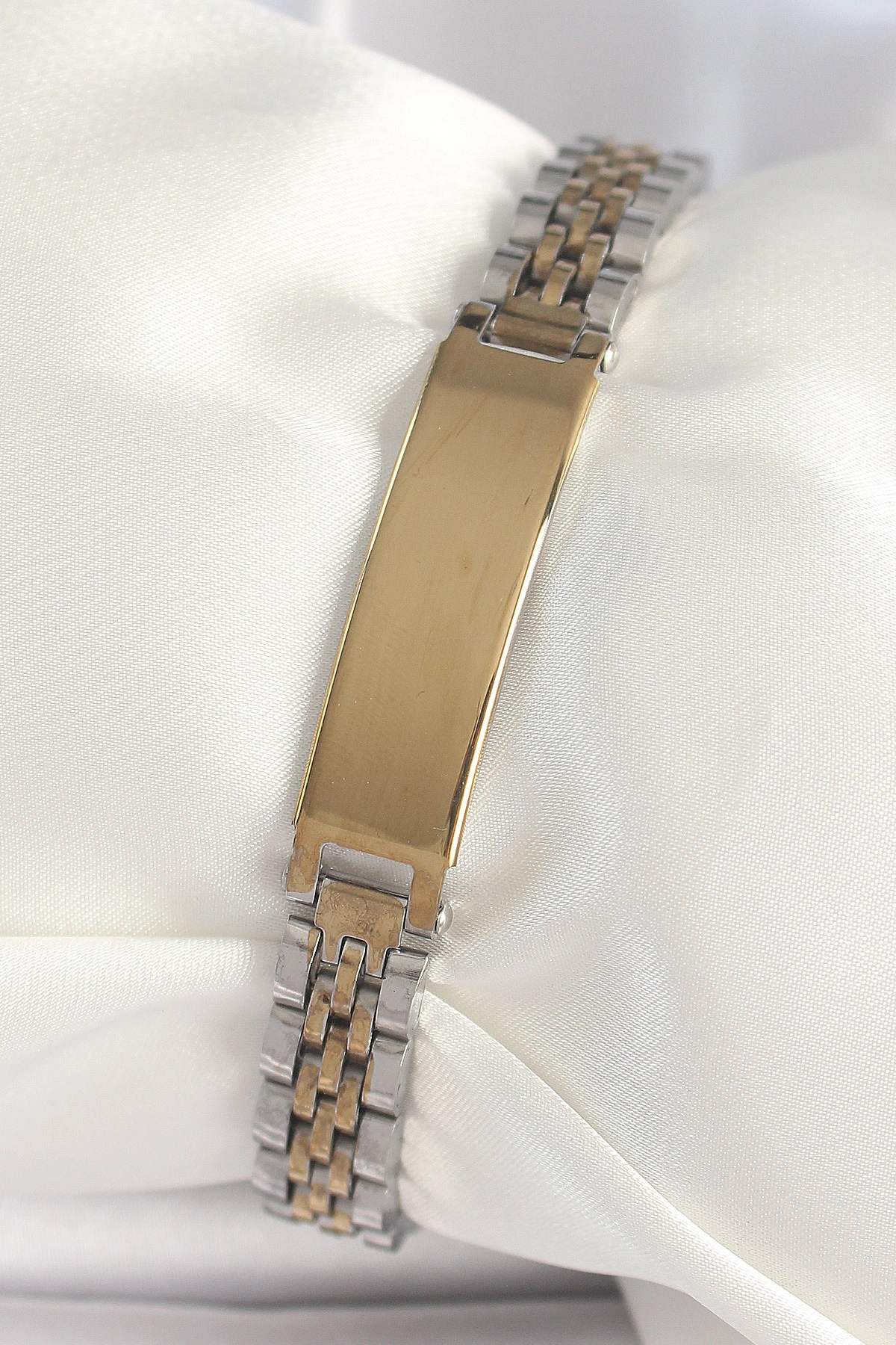 316L Çelik Gold Gümüş Renk Kalın Zincir Künye Model Erkek Bileklik-0