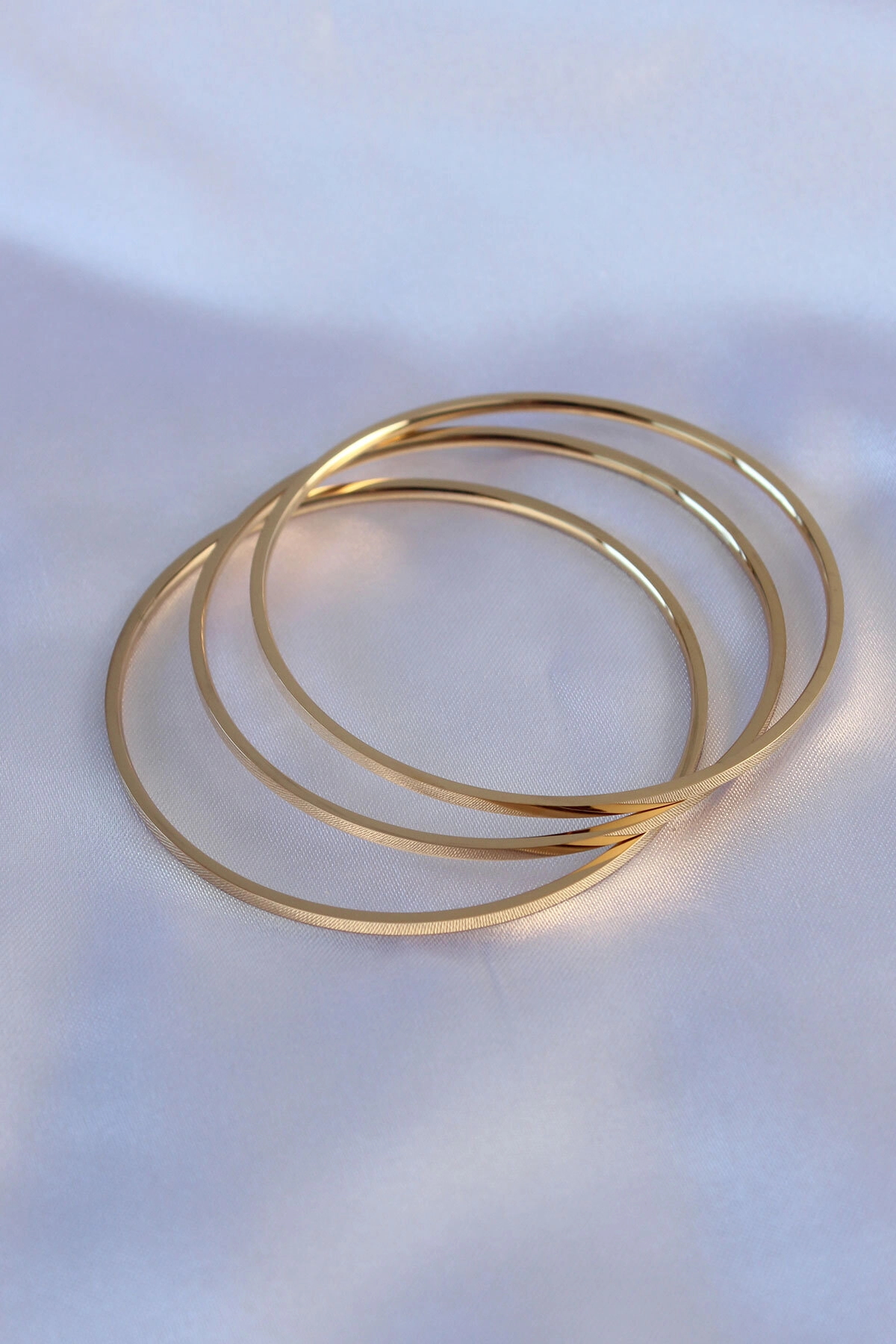 316L Çelik Gold Renk 3'lü Ajda Model Kadın 60 mm Bilezik-0