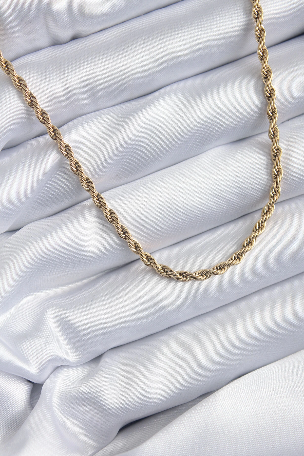 316L Çelik Gold Renk 60 cm Burgu Model Kadın Kolye-0