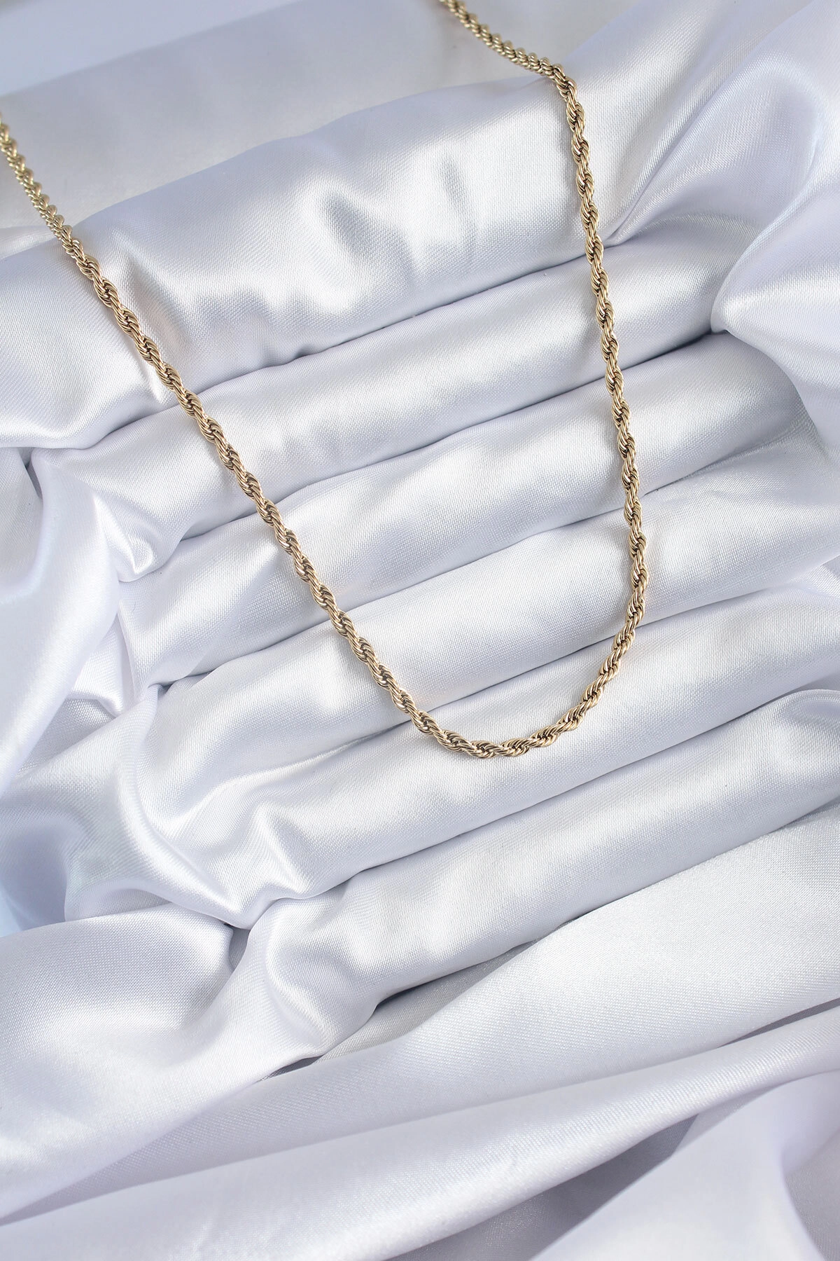 316L Çelik Gold Renk 60 cm Burgu Model Kadın Kolye-1