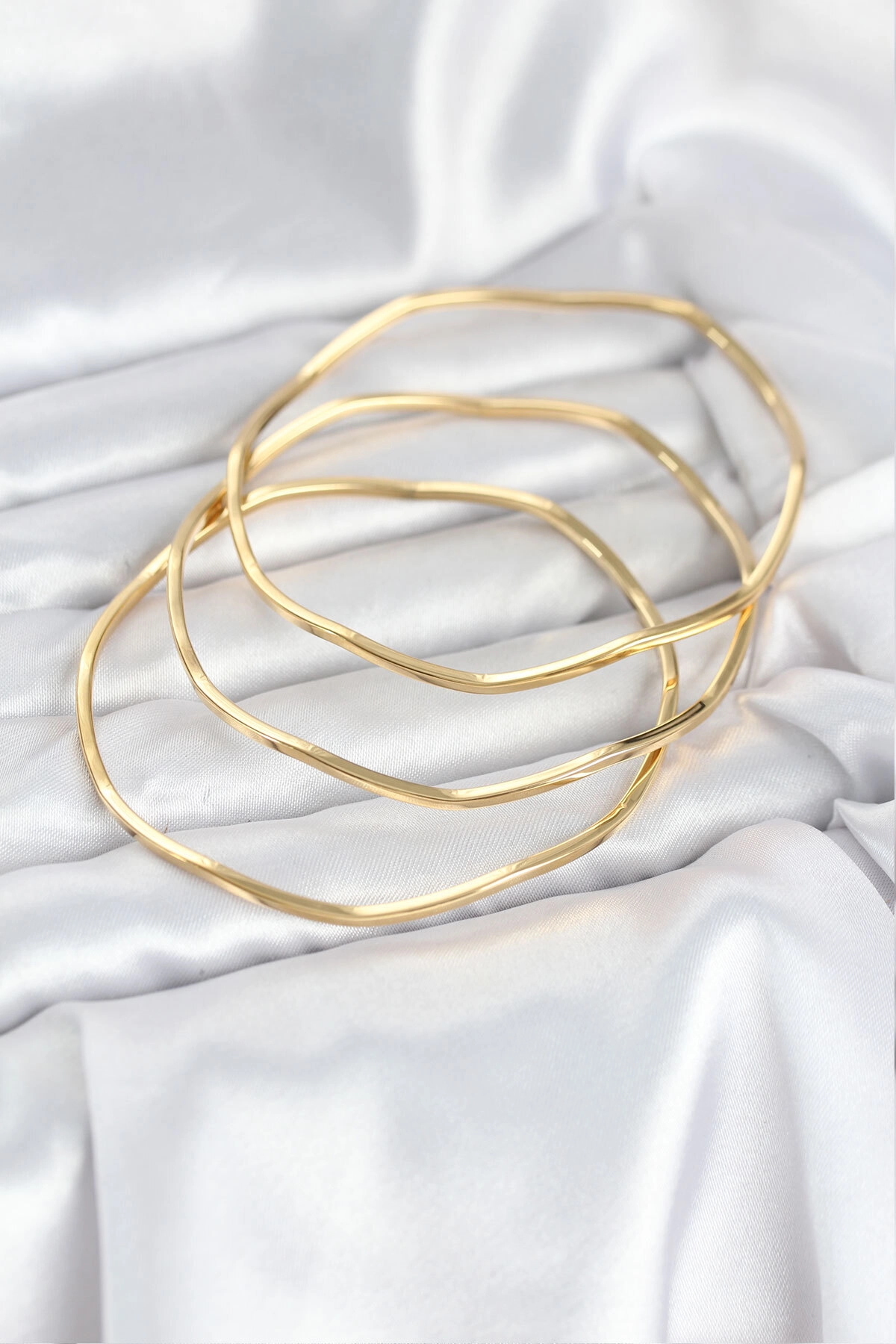 316L Çelik Gold Renk 65 mm Ajda Zikzak Model 3lü Kadın Bileklik-1