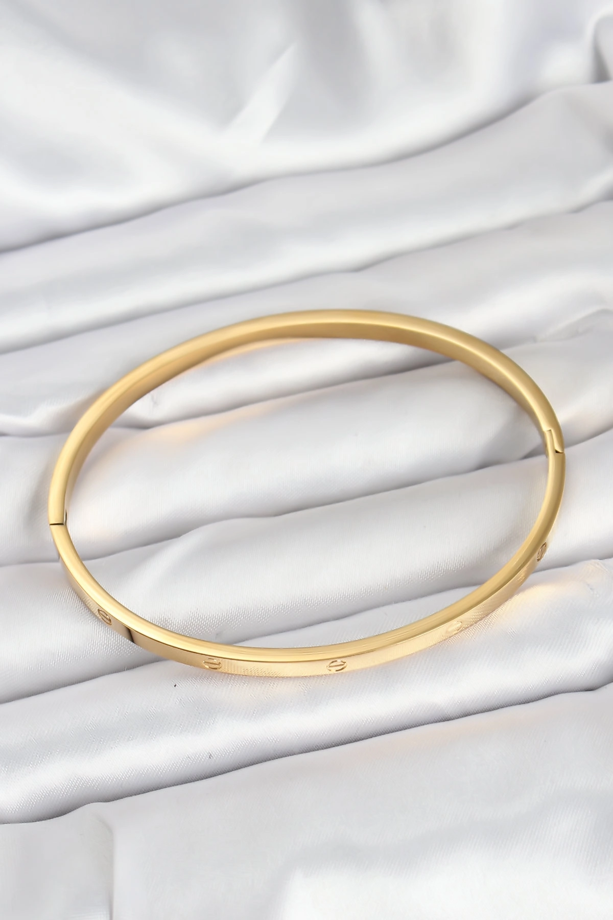 316L Çelik Gold Renk 65 mm İnce Kadın Kelepçe Bileklik-1