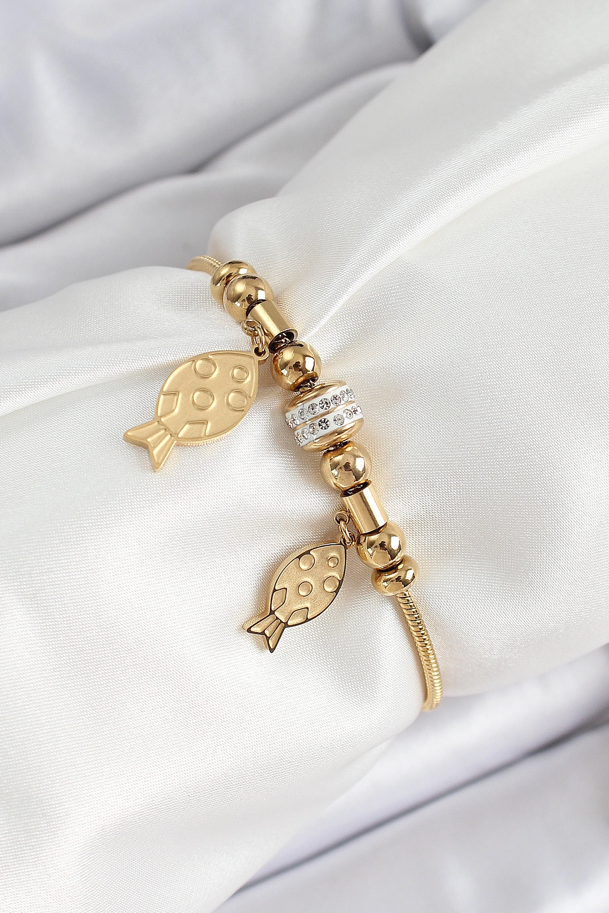 316L Çelik Gold Renk Balık Model Kadın Bileklik-1