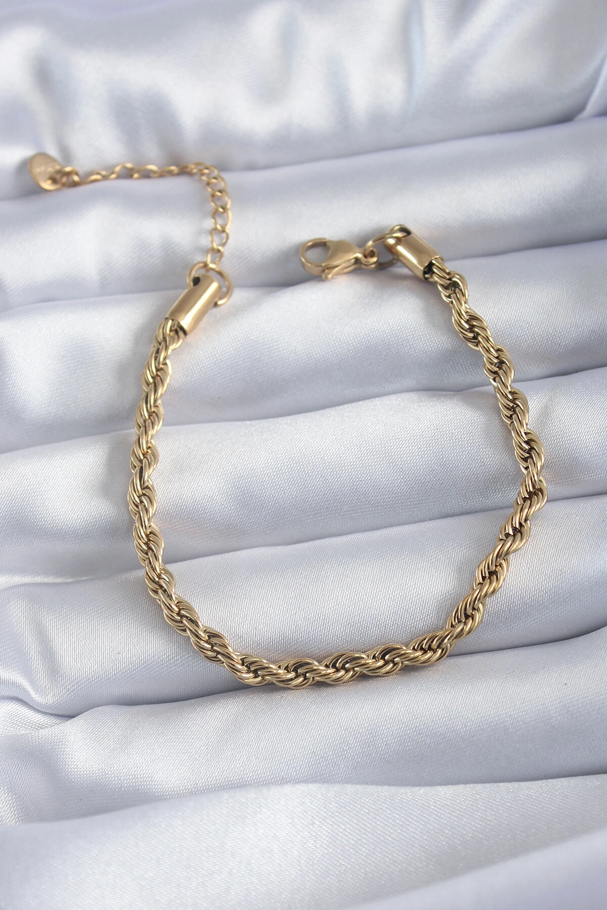 316L Çelik Gold Renk Burgu Model Kadın Bileklik-0