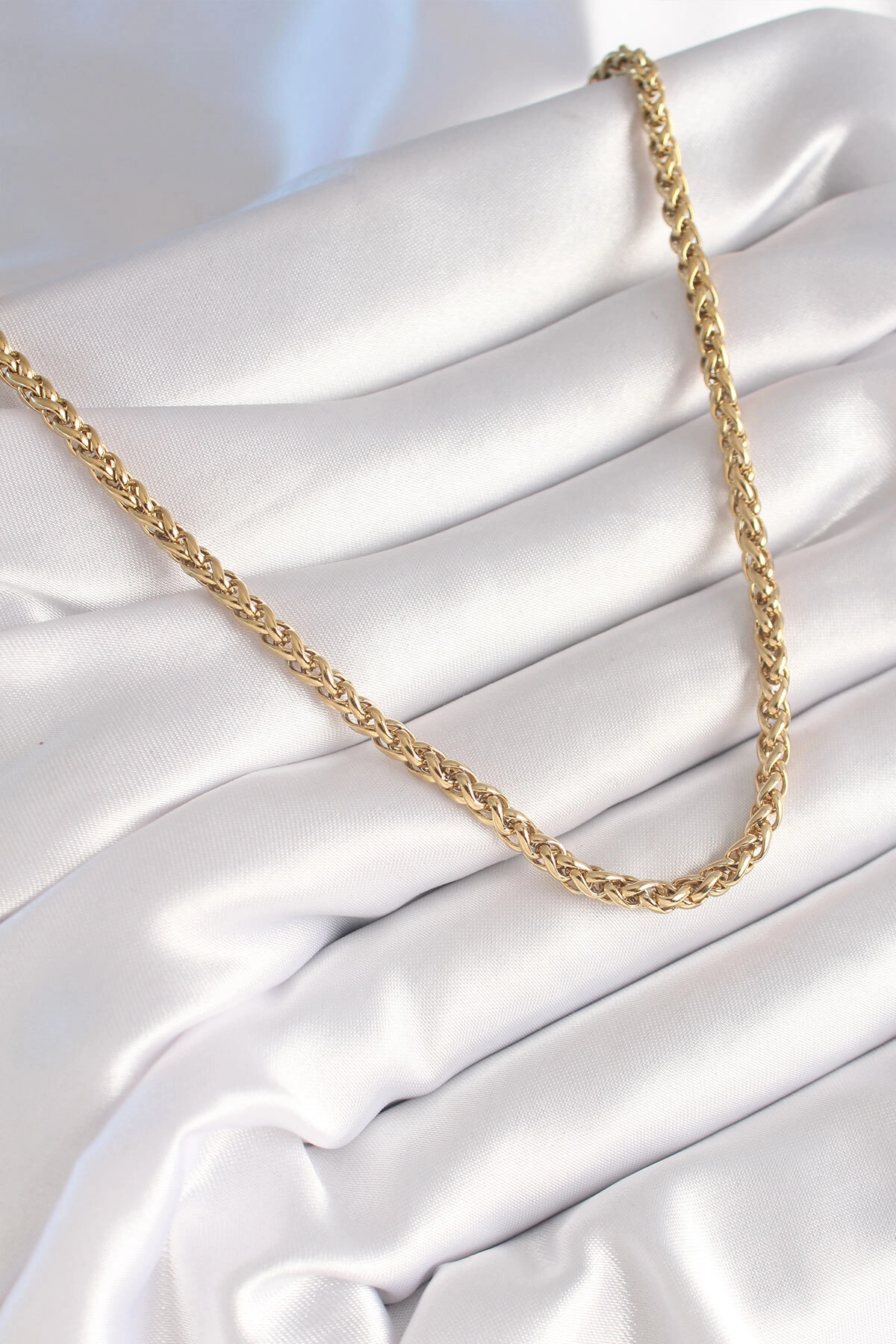 316L Çelik Gold Renk Burgu Zincir Model Kadın Kolye-1