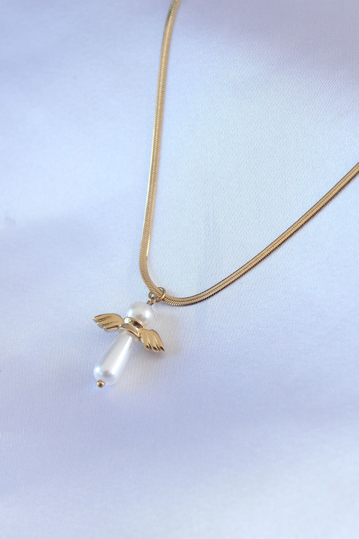 316L Çelik Gold Renk İtalyan Zincir Model Piyon Figür Kadın Kolye-0