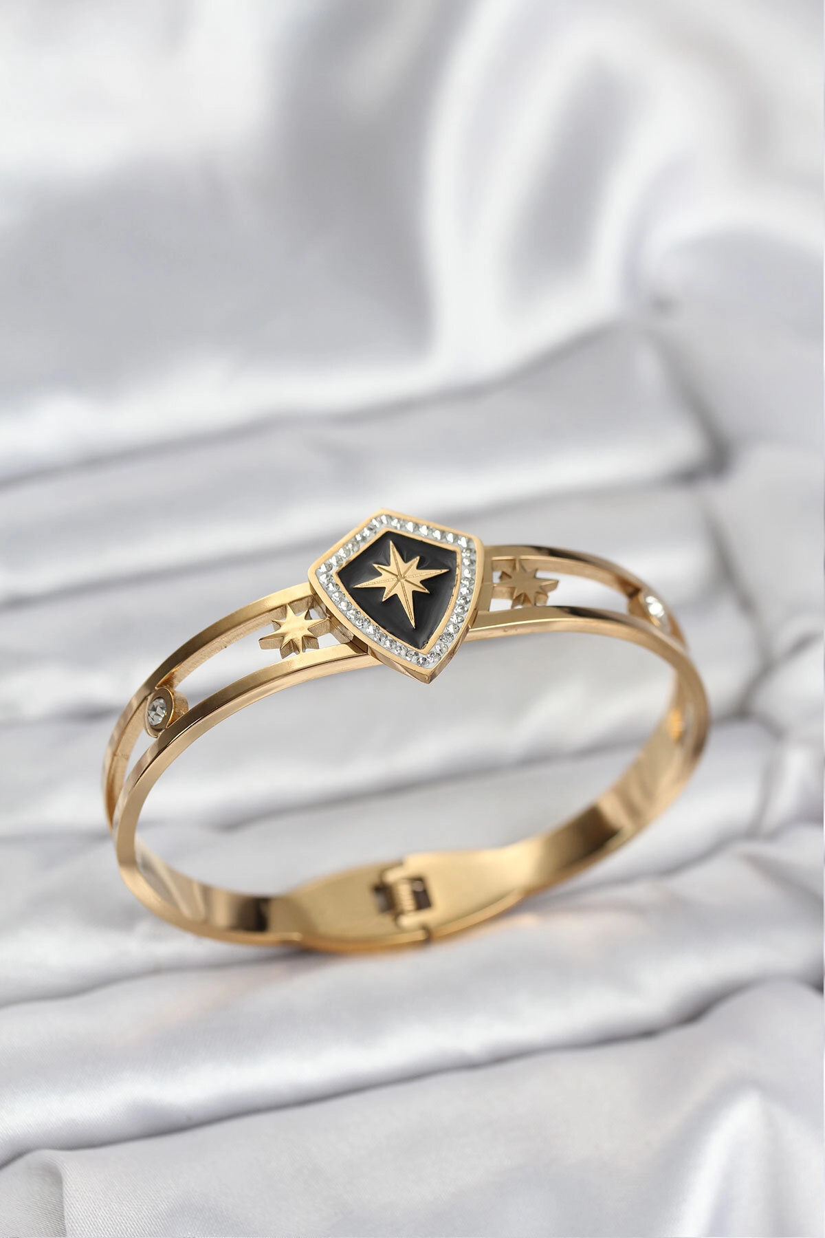 316L Çelik Gold Renk Kutup Yıldızı Kelepçe Bileklik-0