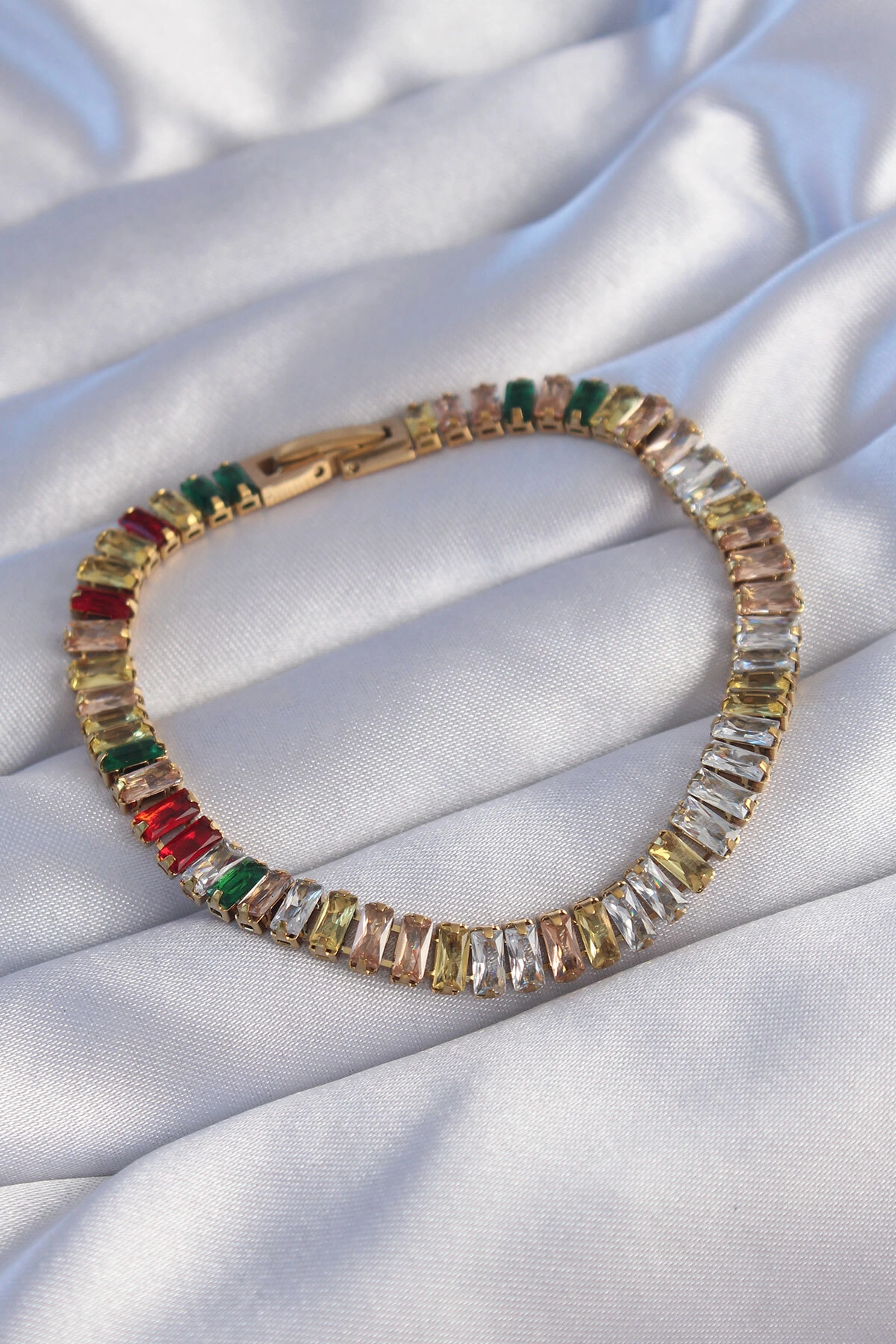 316L Çelik Gold Renk Renkli Su Yolu Tasarımlı Bileklik-0