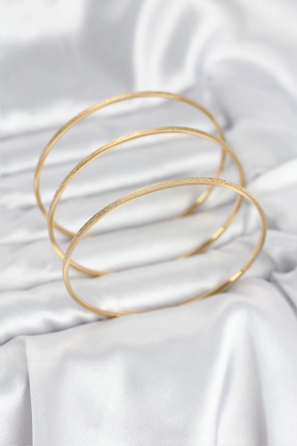 316L Çelik Gold Renk Simli Model Ajda 65 mm Kadın Bileklik-1