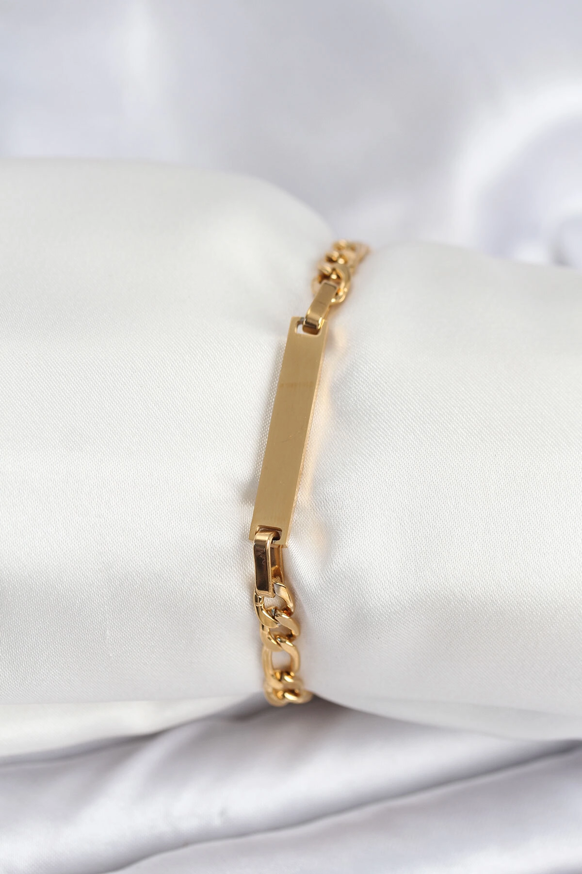 316L Çelik Gold Renk Yazı Yazmaya Uygun Kadın Bileklik-0