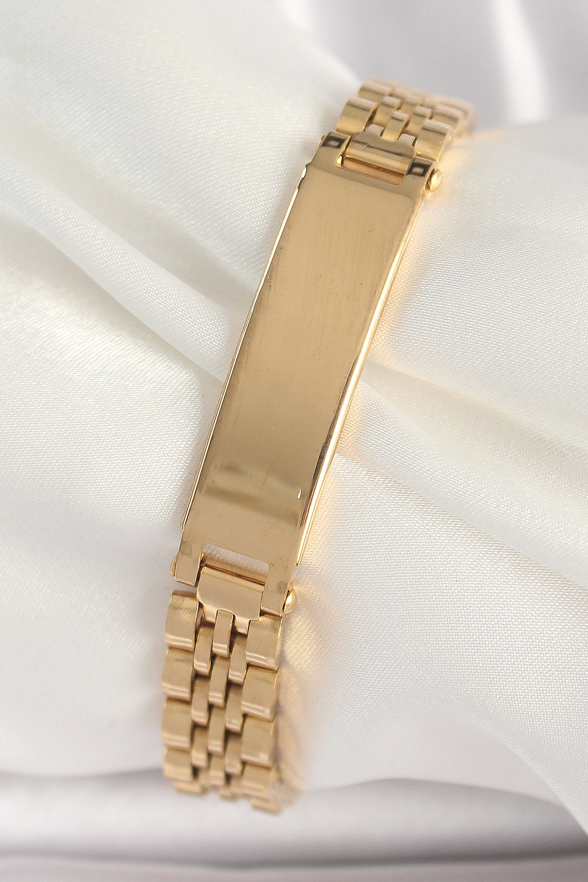 316L Çelik Gold Renk Zincir Künye Model Erkek Bileklik-0