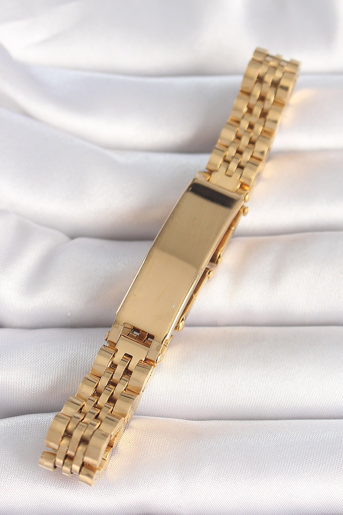 316L Çelik Gold Renk Zincir Künye Model Erkek Bileklik-1