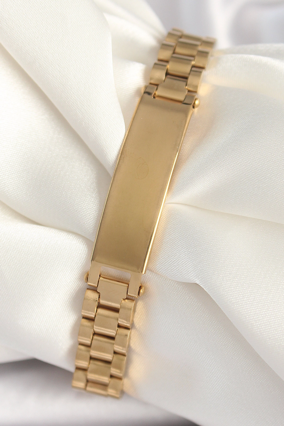 316L Çelik Gold Renk Zincir Künye Model Erkek Bileklik-0