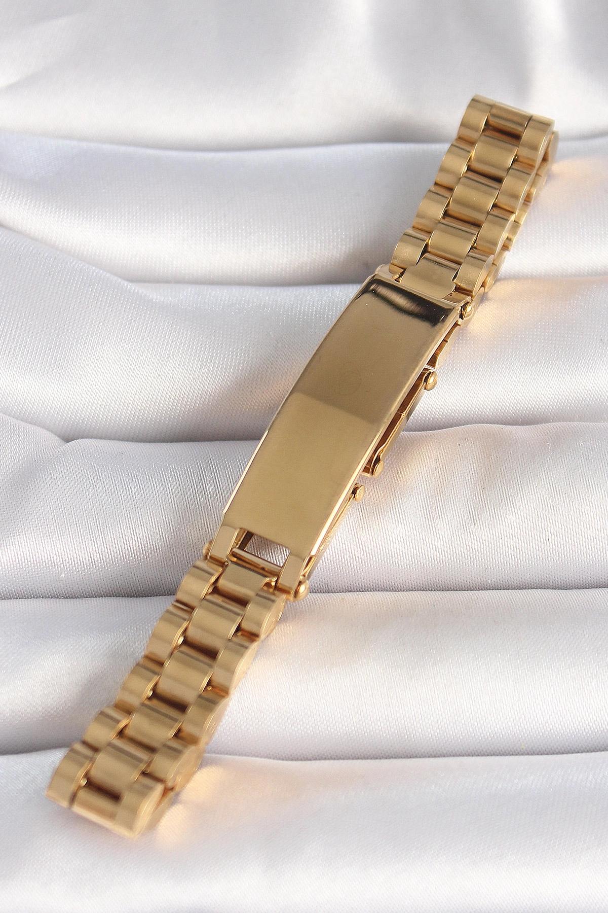 316L Çelik Gold Renk Zincir Künye Model Erkek Bileklik-1