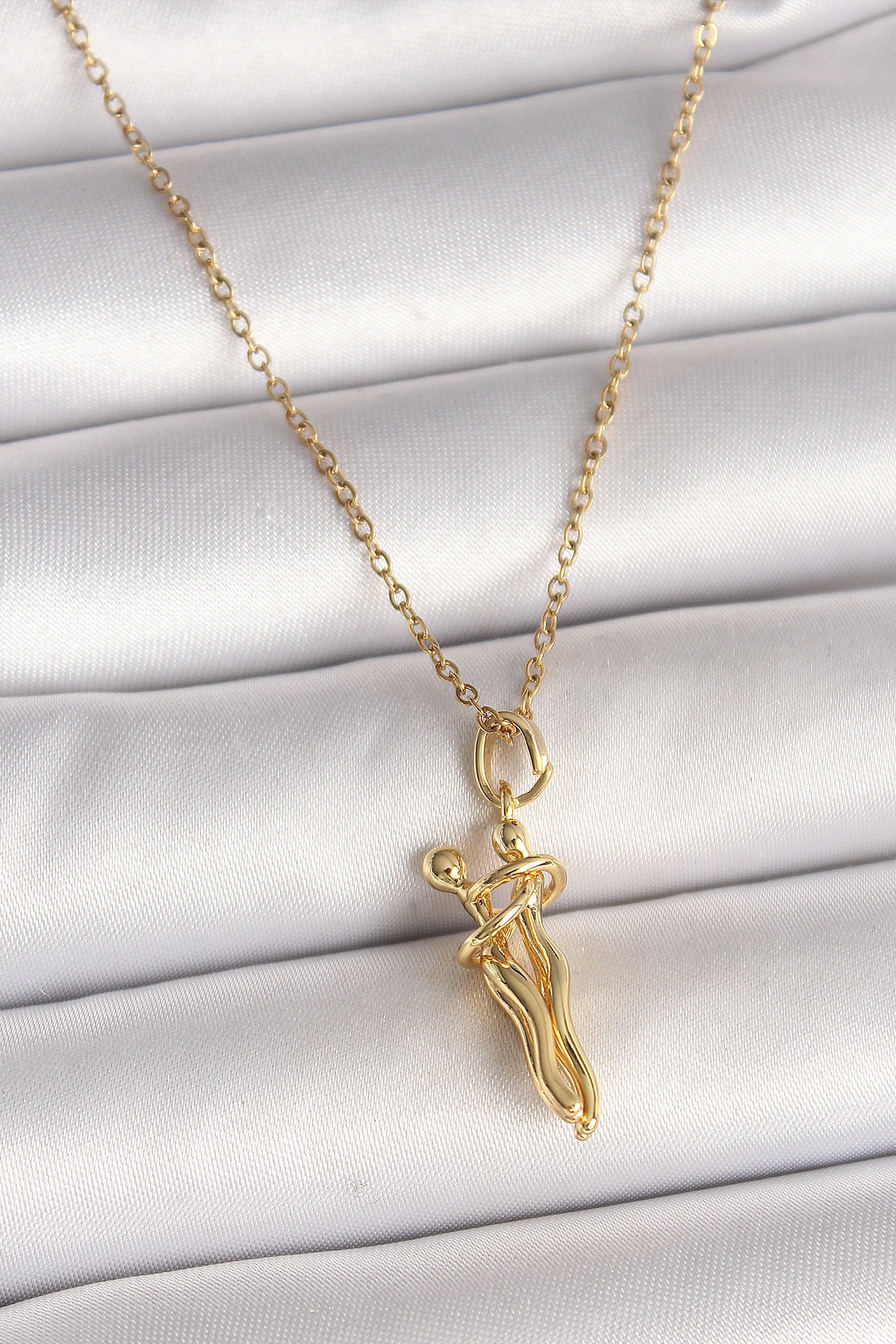 316L Çelik Gold Renk Zincir Sarılma Model Kadın Kolye-0