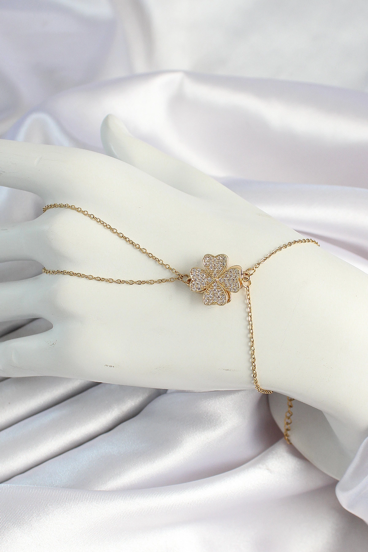 316L Çelik Gold Renk Zincirli Dönen Yonca Figürlü Şahmeran-0