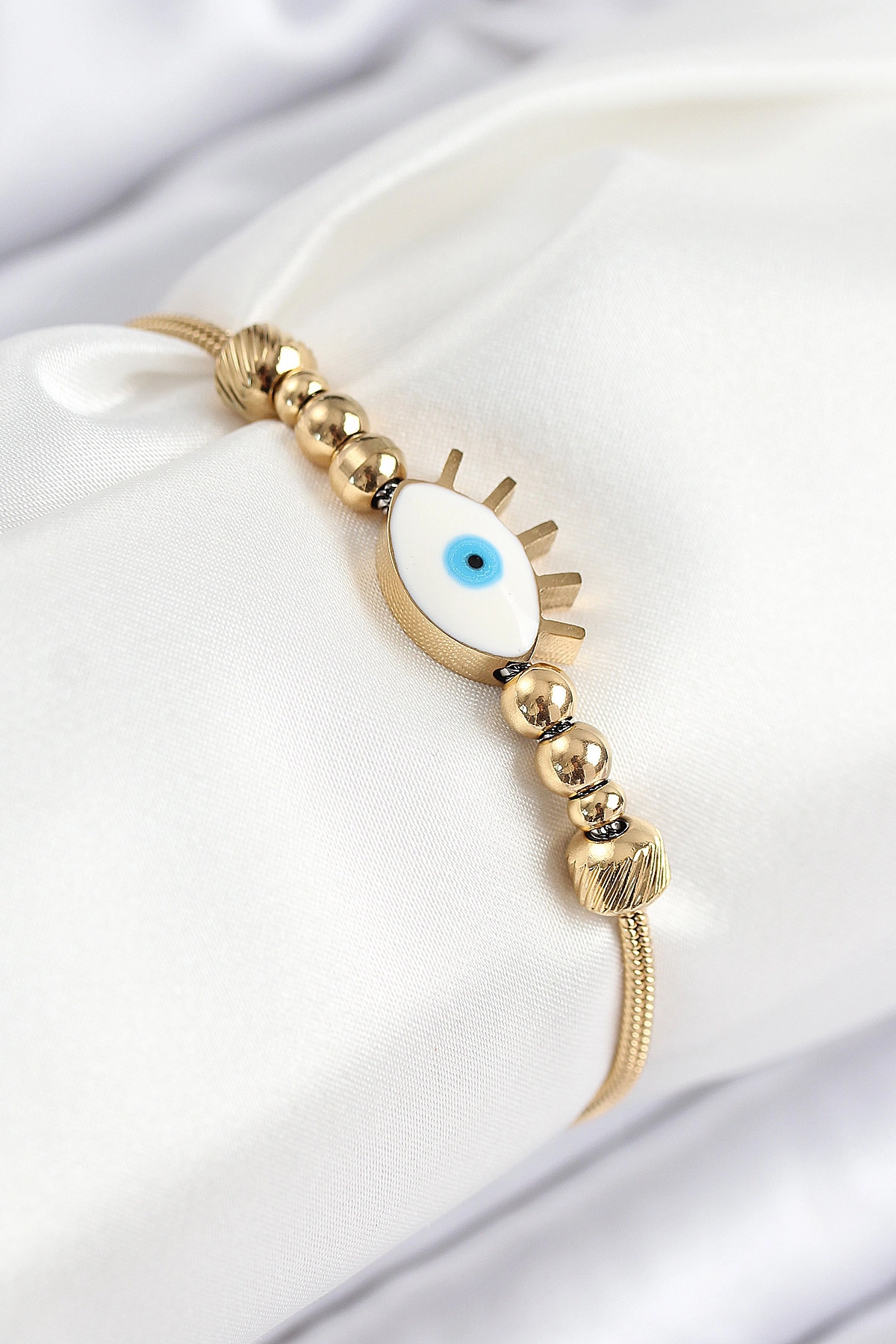 316L Çelik Göz Charm Model Gold Renk Kadın Bileklik-0