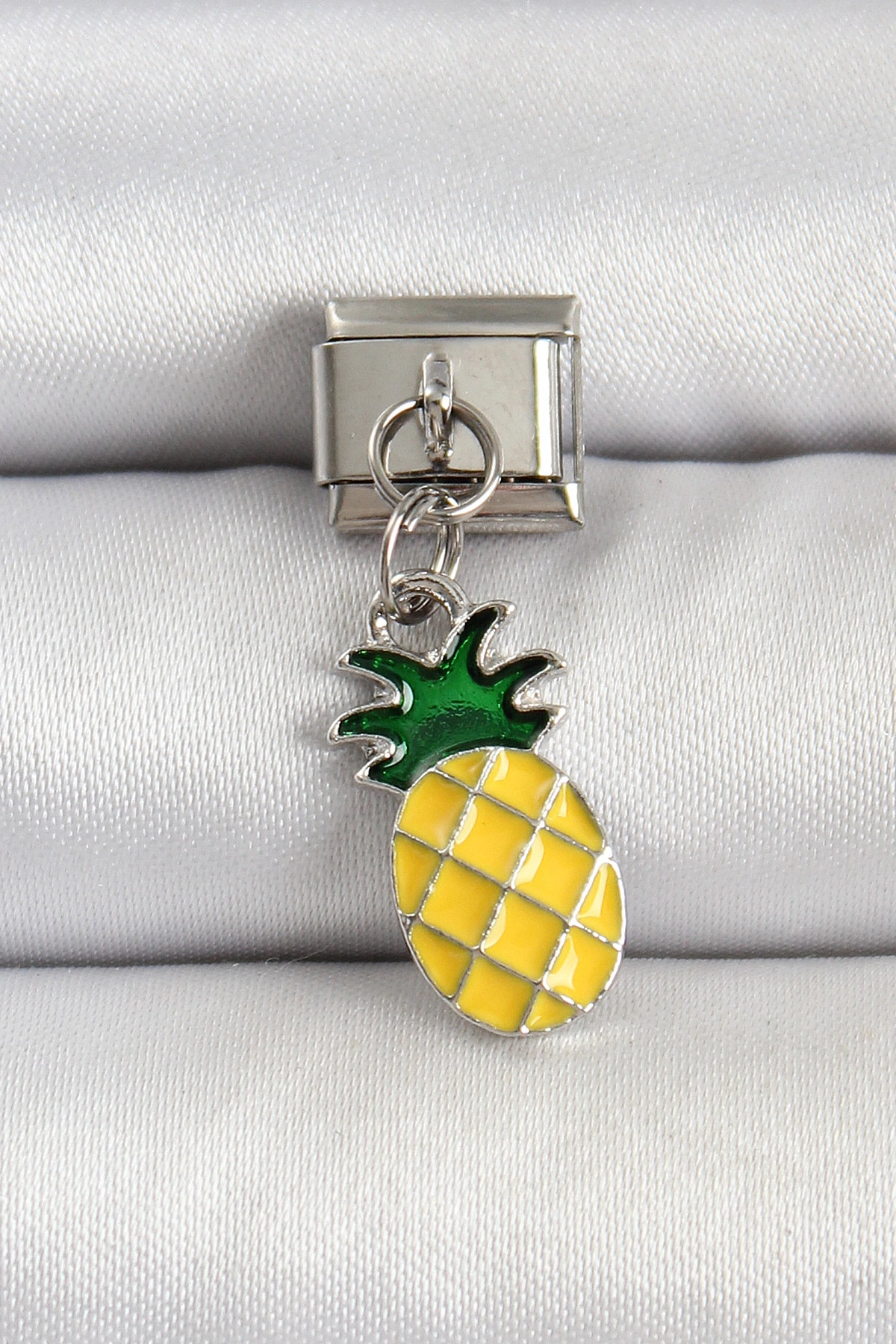 316L Çelik Gümüş Renk Ananas Model Nomination Charm-0