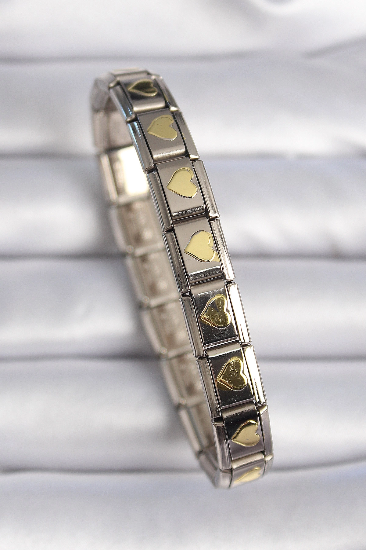 316L Çelik Gümüş Renk Gold Yıldız İşleme Nomination Charm Bileklik-0