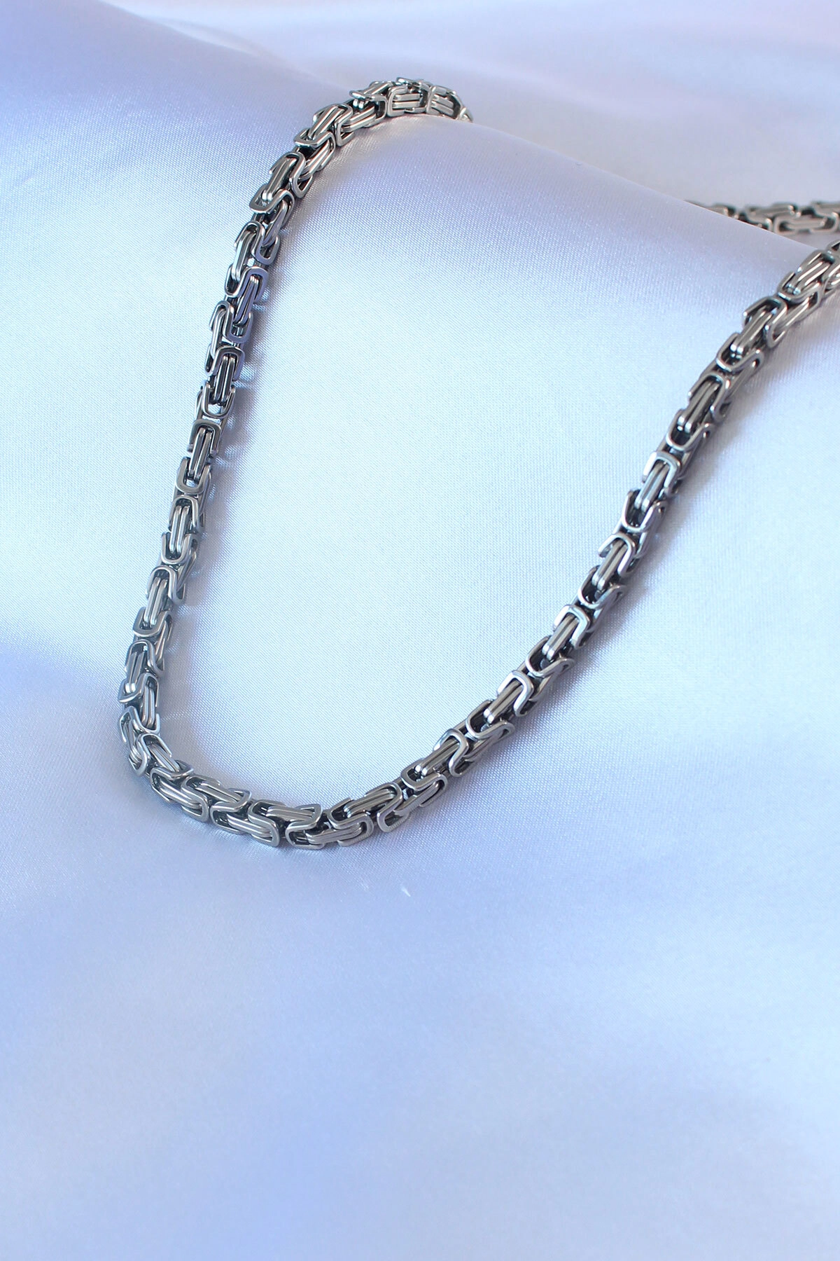 316L Çelik Gümüş Renk Kral Zincir Model Erkek Kolye-1