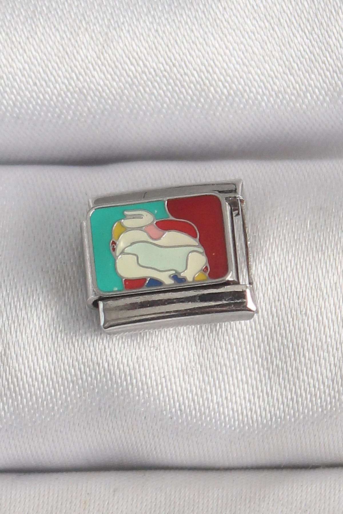 316L Çelik Gümüş Renk Renkli Portre Model Nomination Charm-0