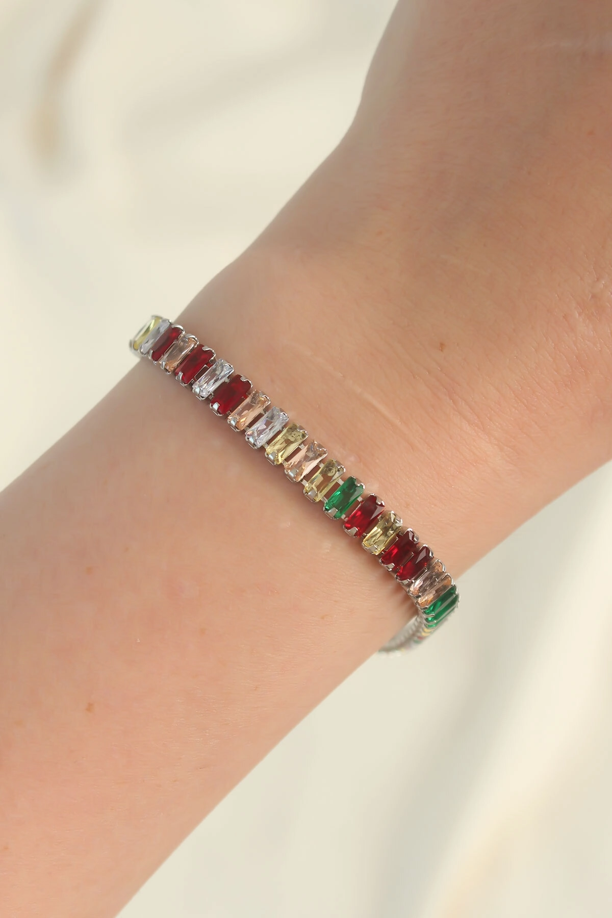 316L Çelik Gümüş Renk Renkli Su Yolu Tasarımlı Bileklik-1