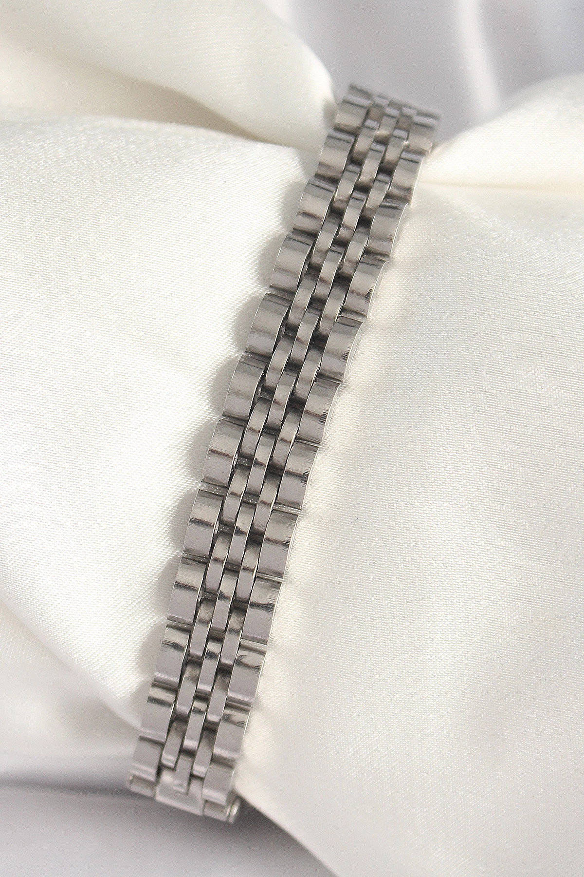 316L Çelik Gümüş Renk Zincir Model Erkek Bileklik-0