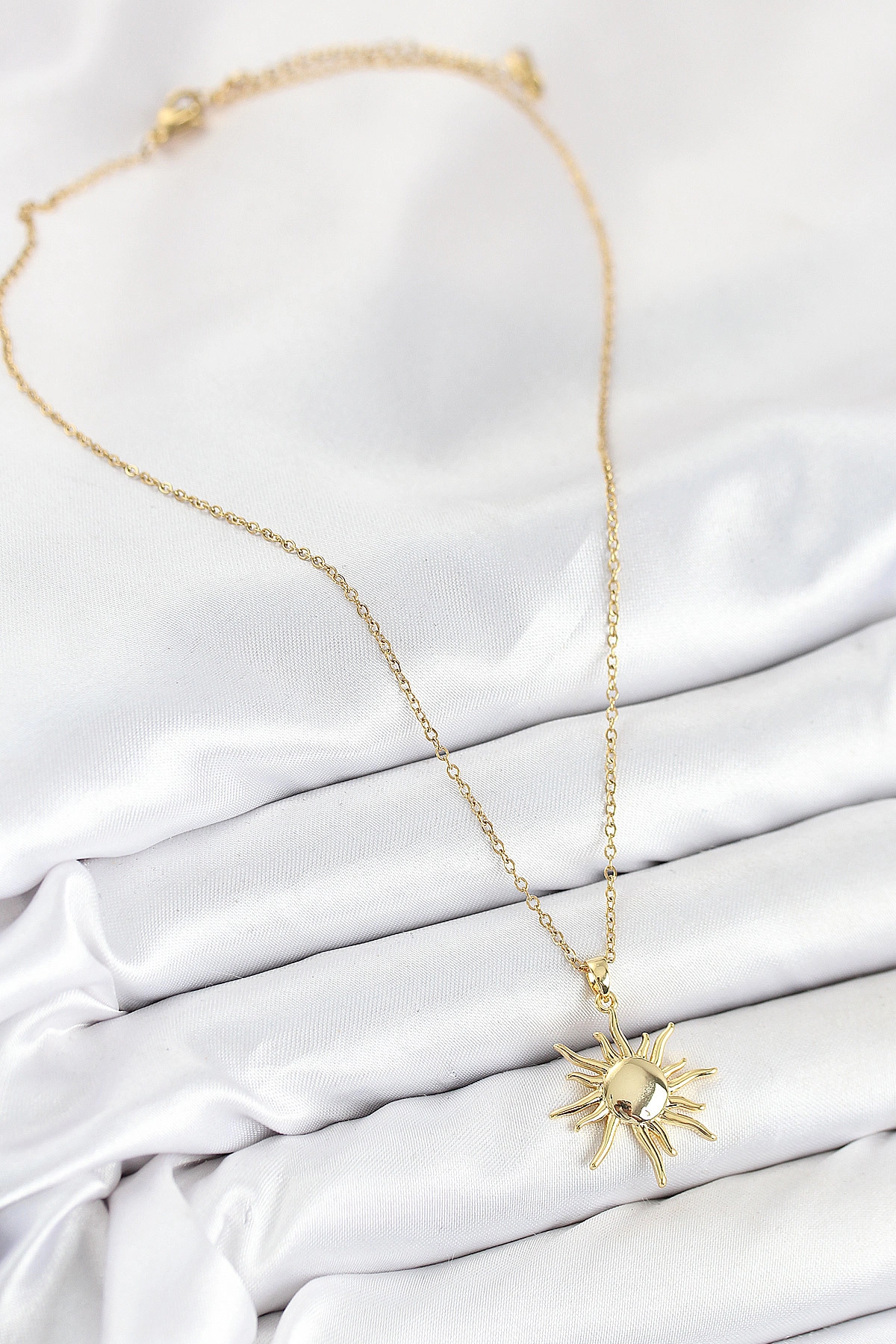 316L Çelik Güneş Model Gold Renk Kadın Kolye-1