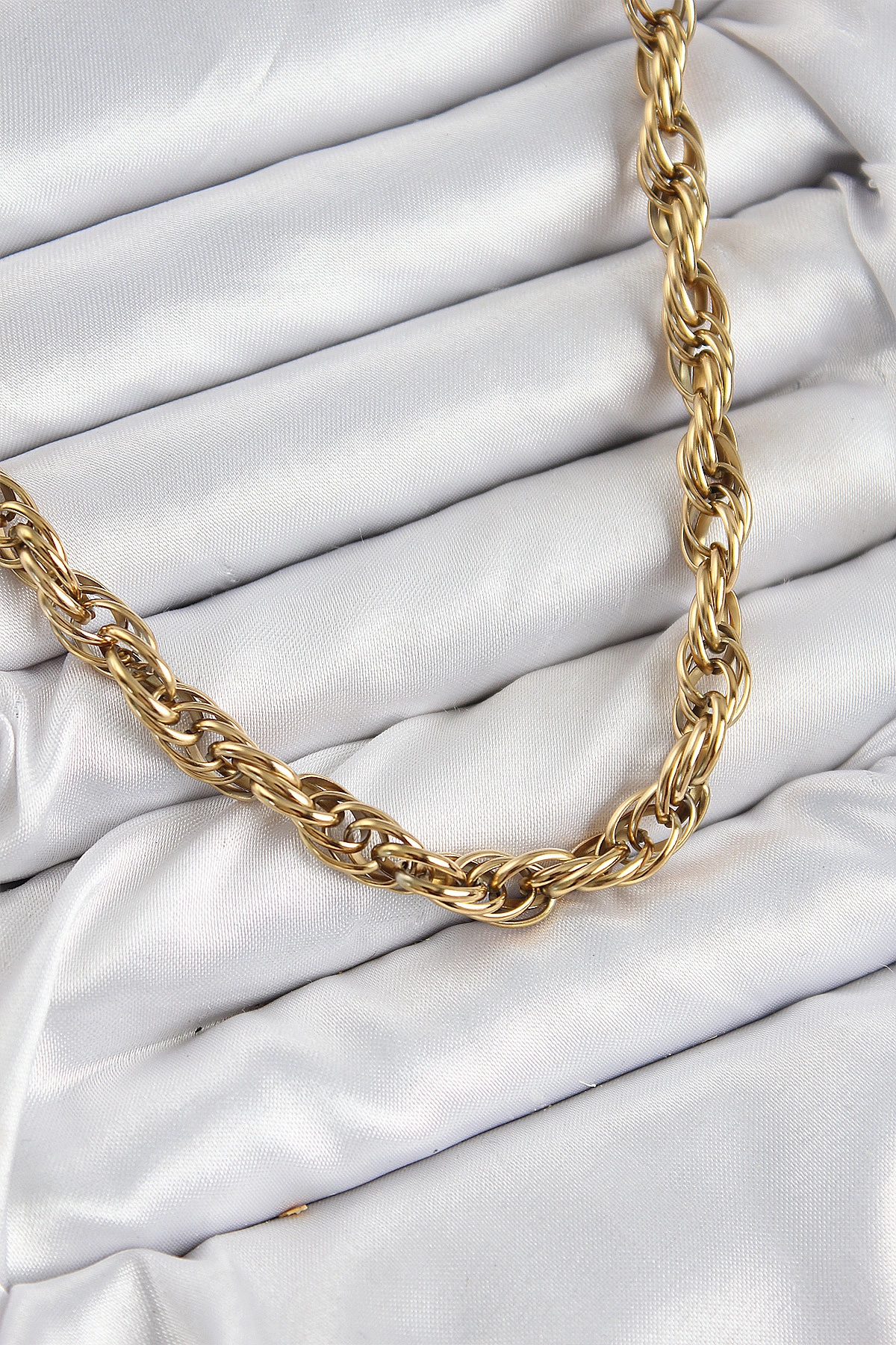 316L Çelik Halat Model Gold Renk Kadın Kolye-0