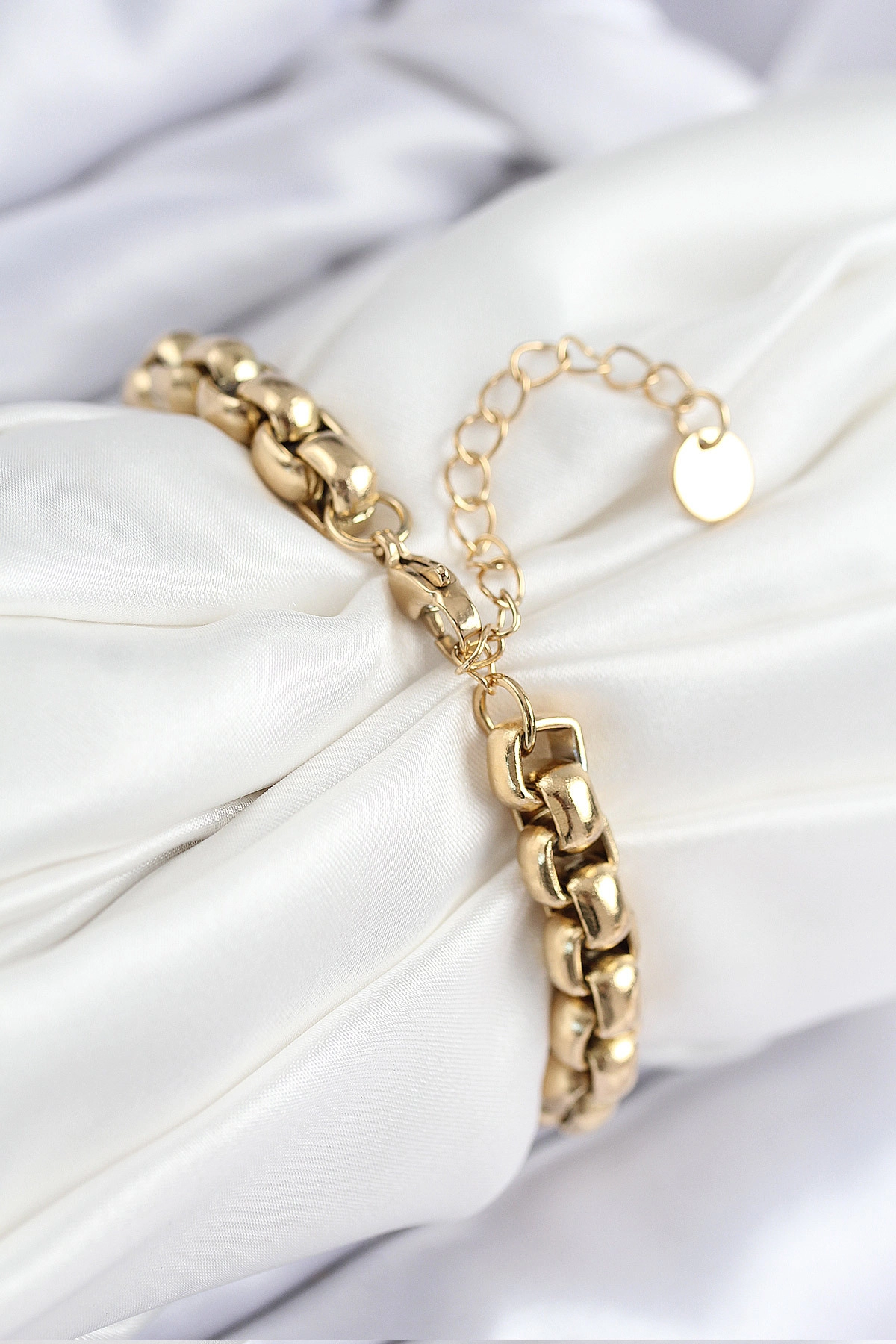 316L Çelik Halat Zincir Model Gold Renk Kadın Bileklik-1