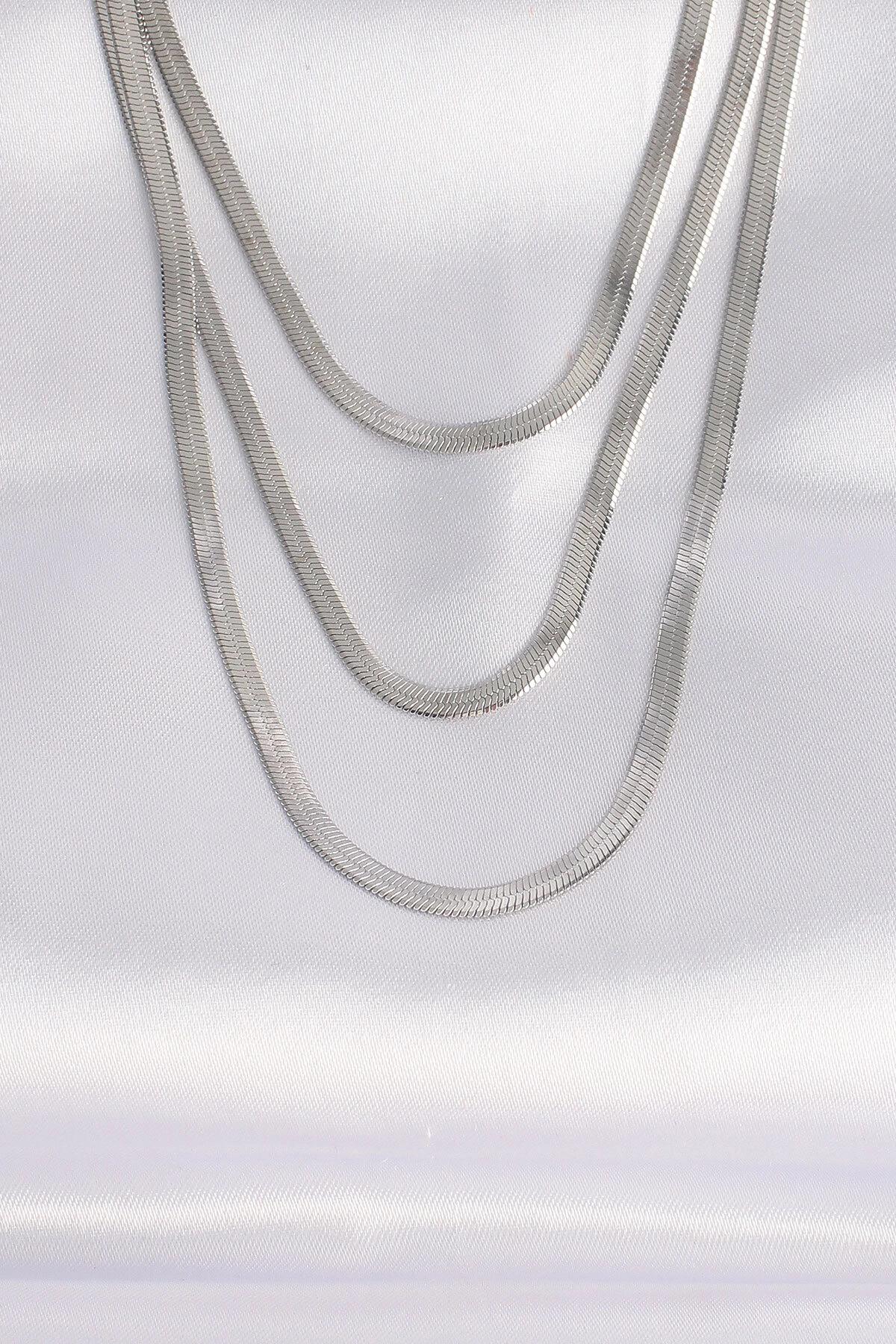 316L Çelik İtalyan Zincir Gümüş Renk Çoklu Kolye-0