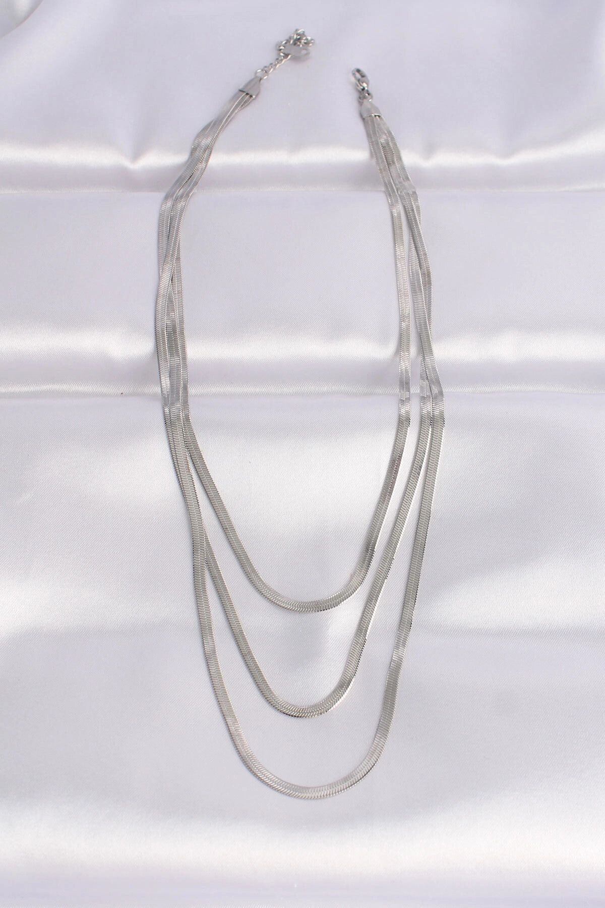 316L Çelik İtalyan Zincir Gümüş Renk Çoklu Kolye-1