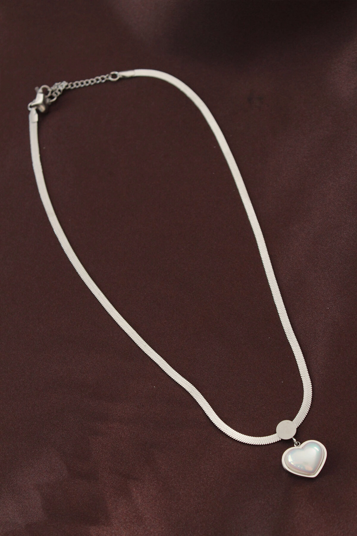 316L Çelik İtalyan Zincir Kalp Kolye-1