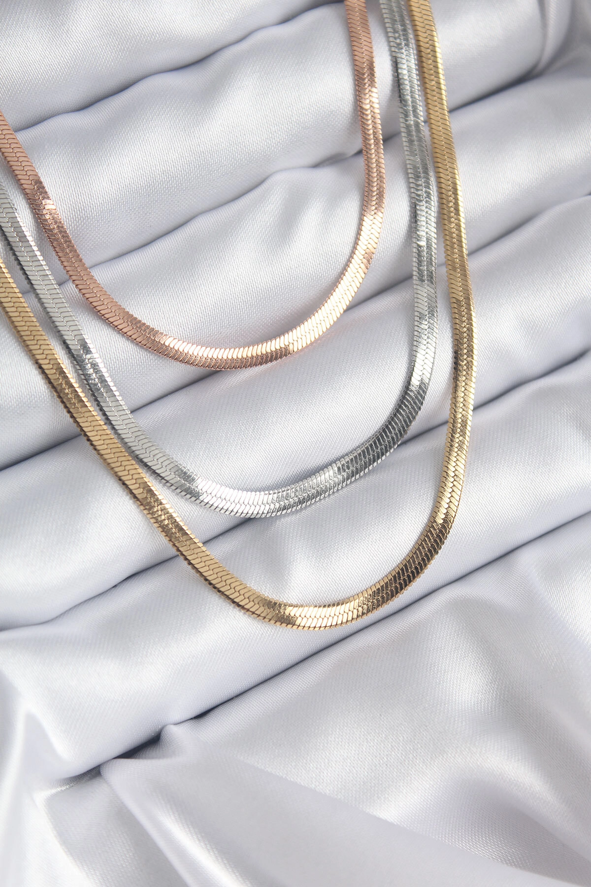 316L Çelik Mix Renk İtalyan Zincir Model Kadın Kolye-0