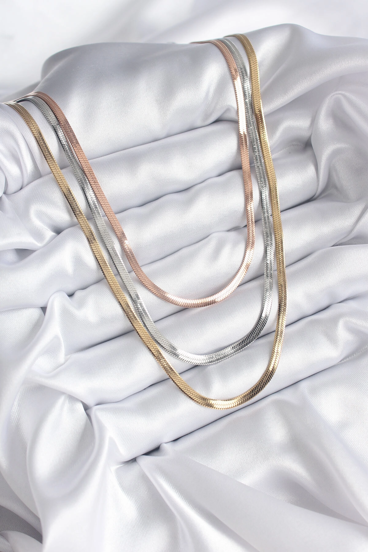 316L Çelik Mix Renk İtalyan Zincir Model Kadın Kolye-1