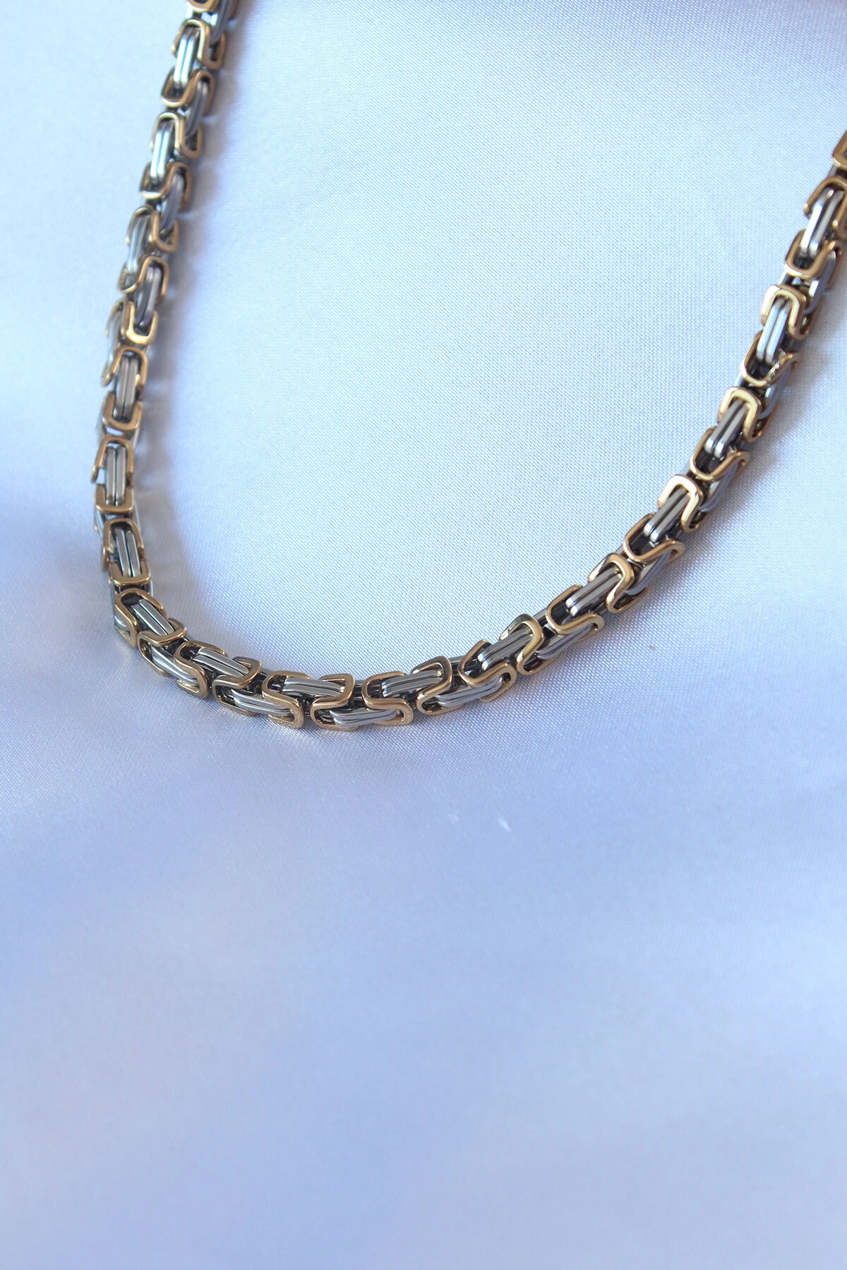 316L Çelik Mix Renk Kral Zincir Model Erkek Kolye-0