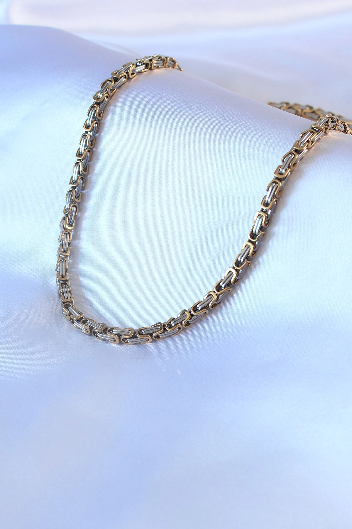 316L Çelik Mix Renk Kral Zincir Model Erkek Kolye-1